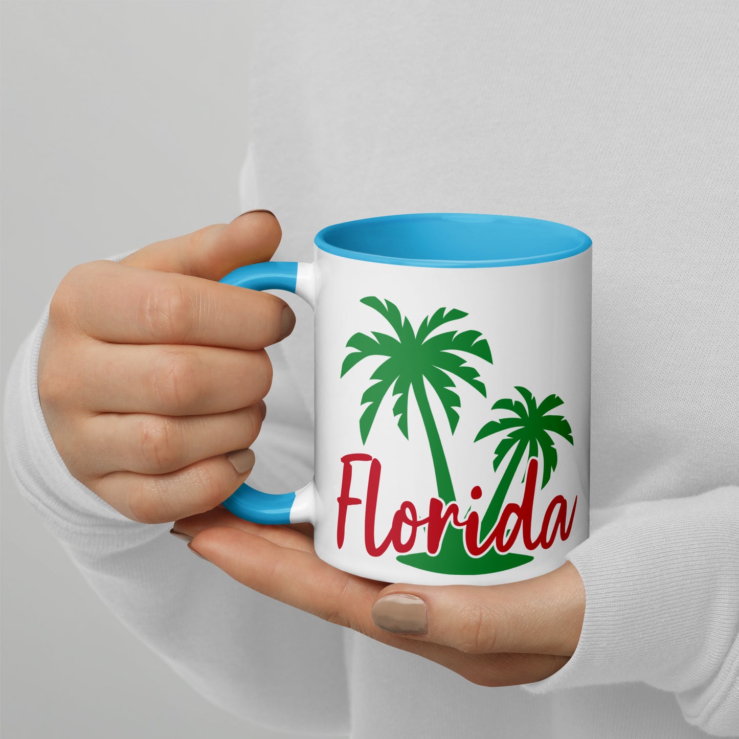 FLORIDA PALM TREE Mug with Color Inside - Florida Palm Tree Coffee Mug