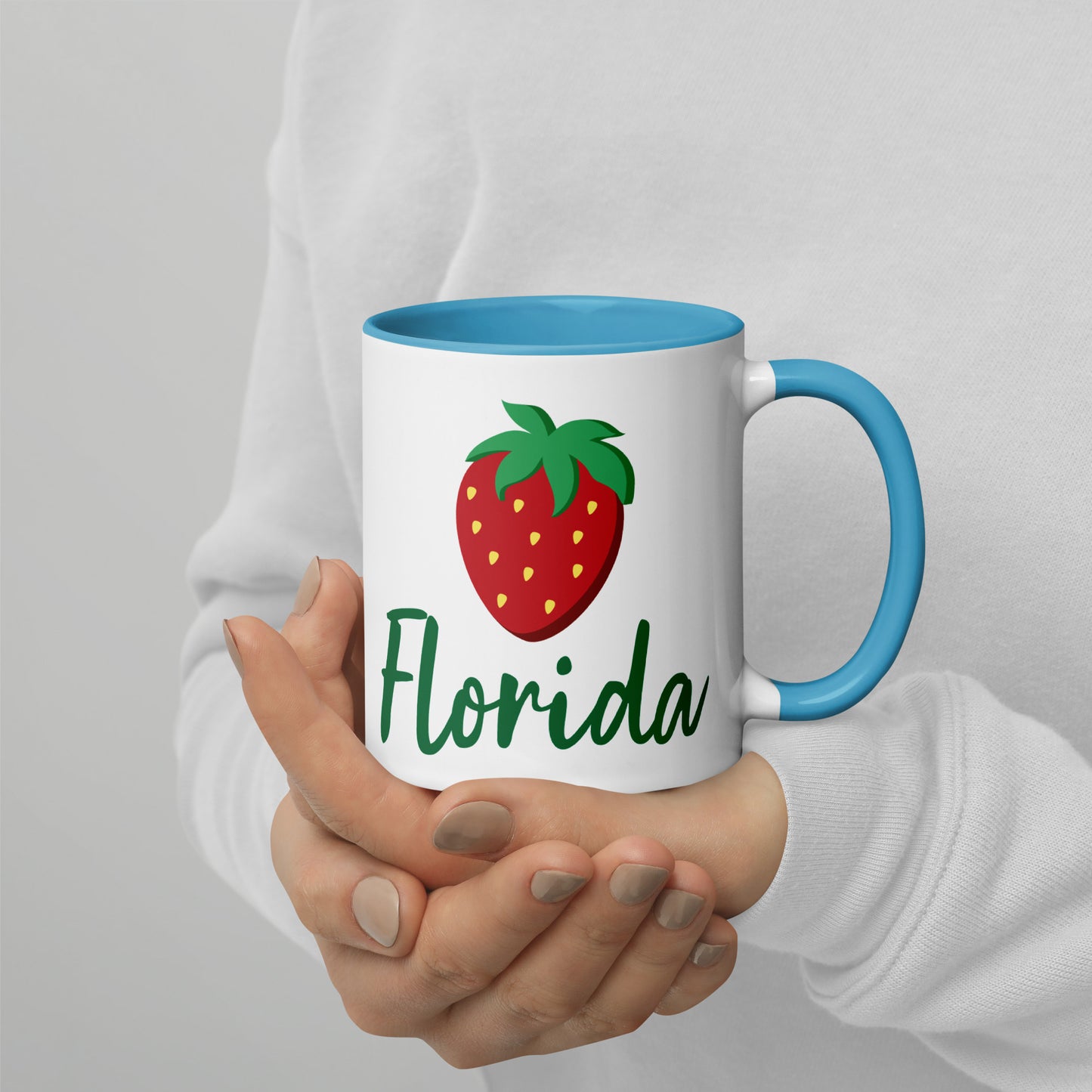 FLORIDA STRAWBERRY Mug with Color Inside - Florida Strawberries Mugs - FL Strawberry Mugs