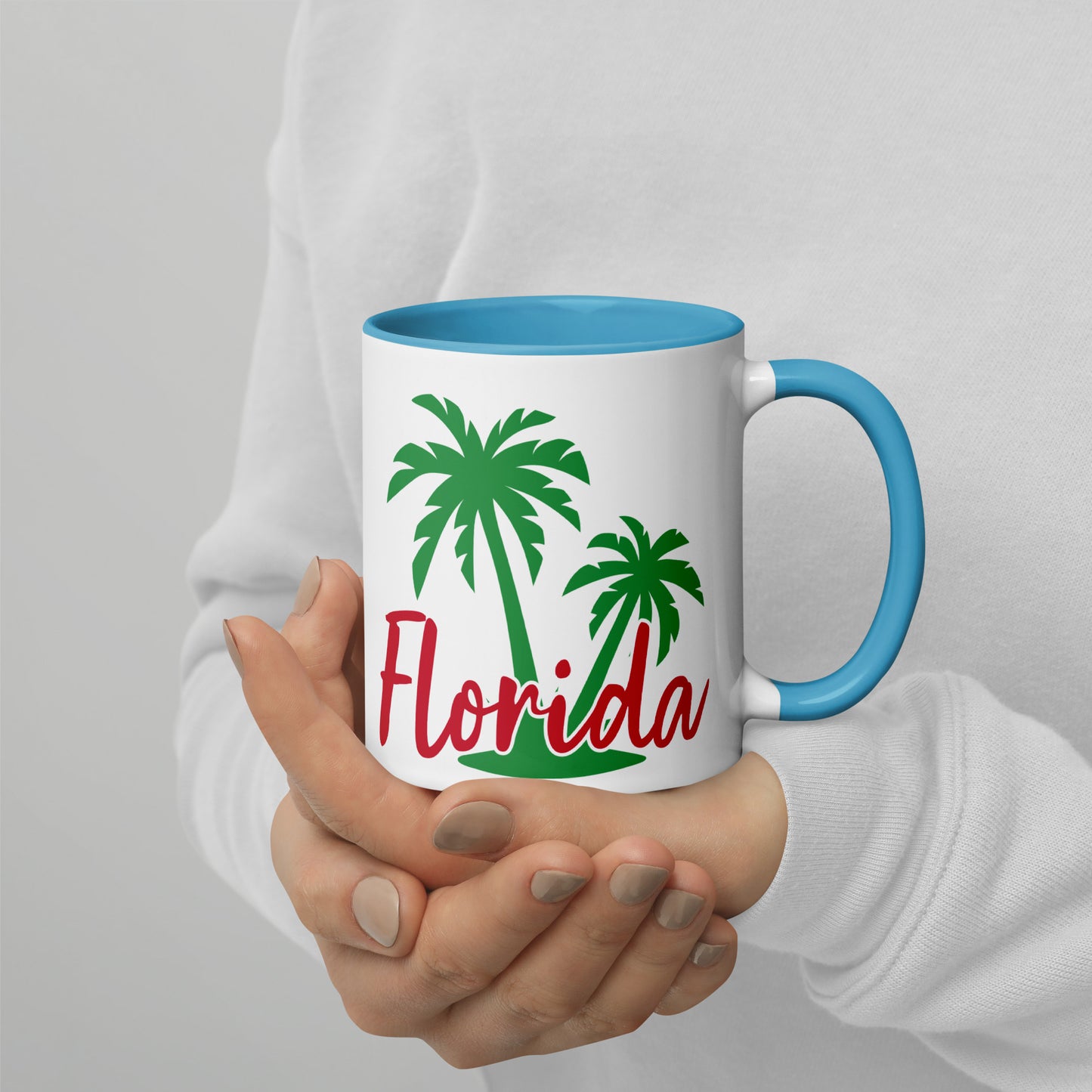 FLORIDA PALM TREE Mug with Color Inside - Florida Palm Tree Coffee Mug