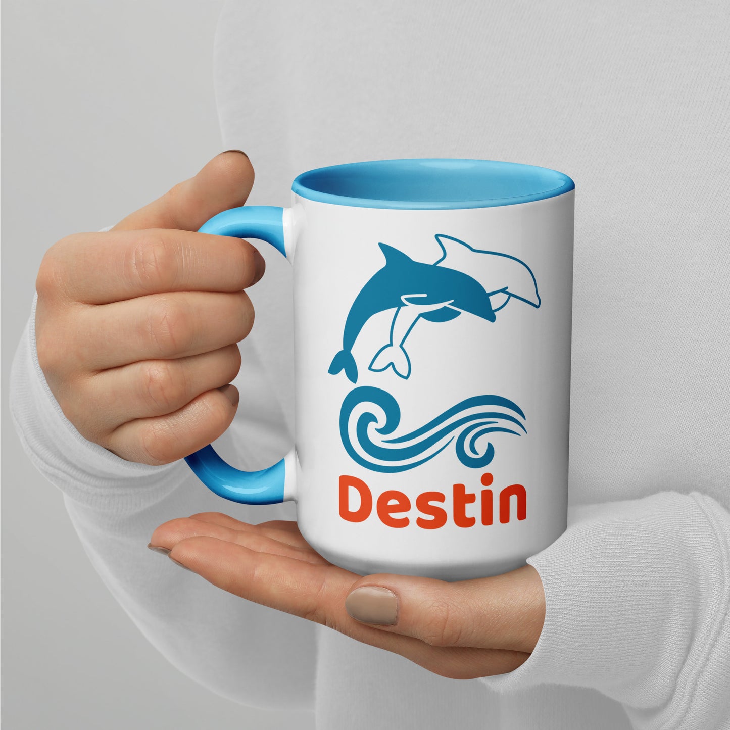 DESTIN DOLPHINS Mug with Color Inside - Destin Florida Dolphin Mugs