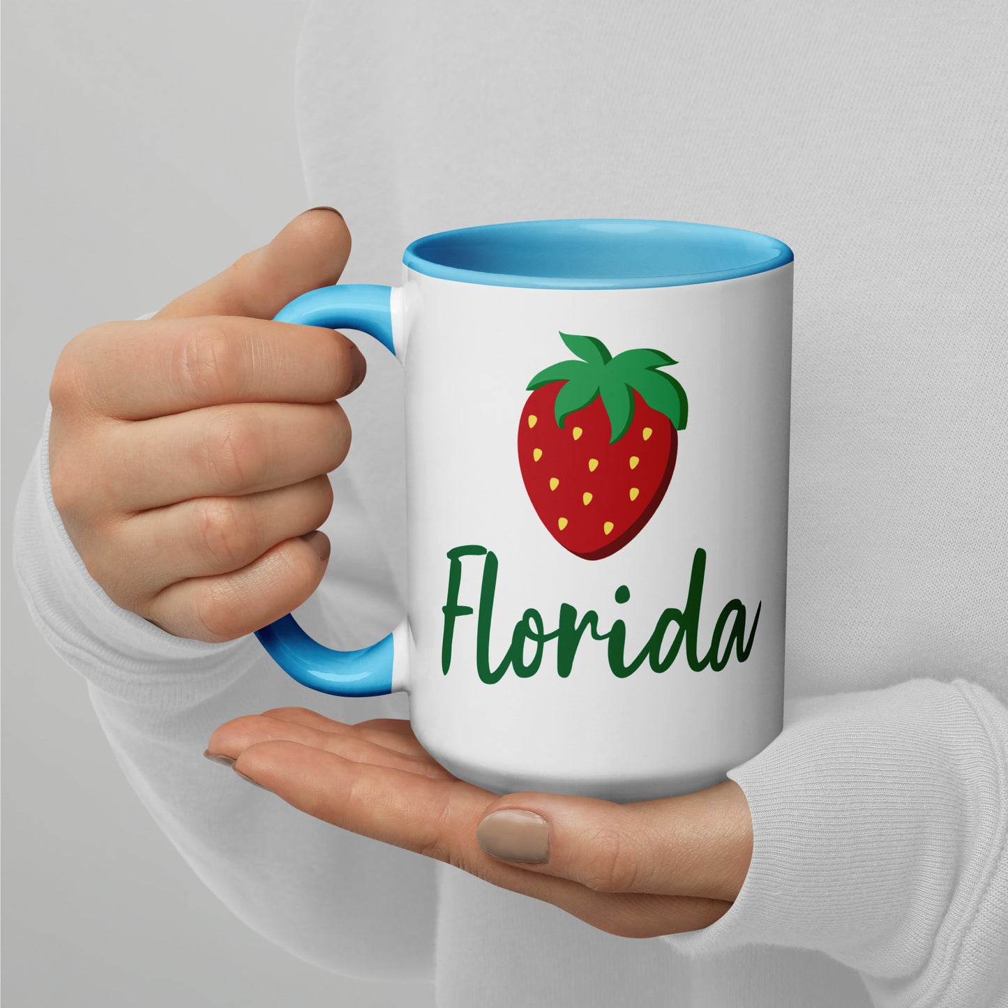 FLORIDA STRAWBERRY Mug with Color Inside - Florida Strawberries Mugs - FL Strawberry Mugs
