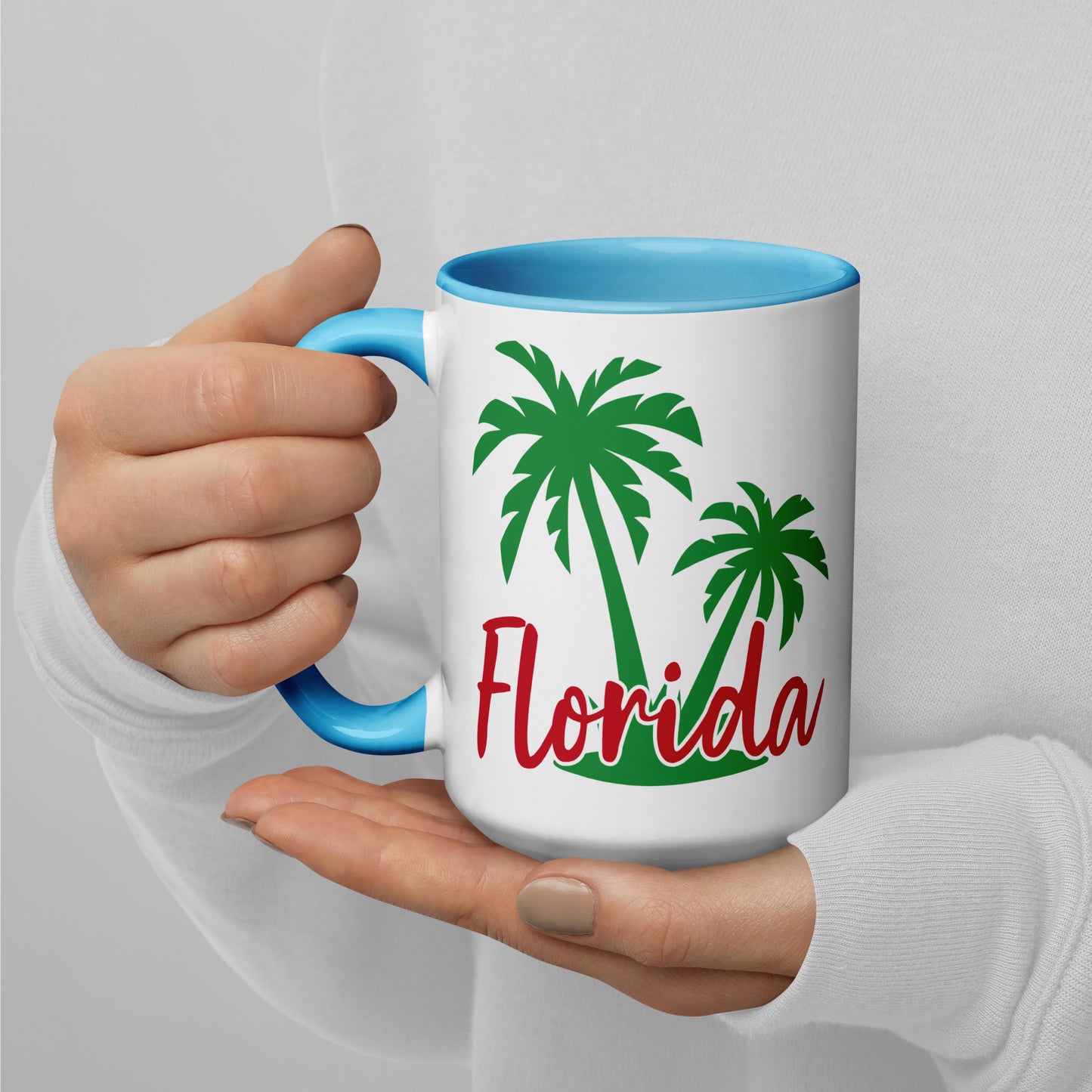FLORIDA PALM TREE Mug with Color Inside - Florida Palm Tree Coffee Mug