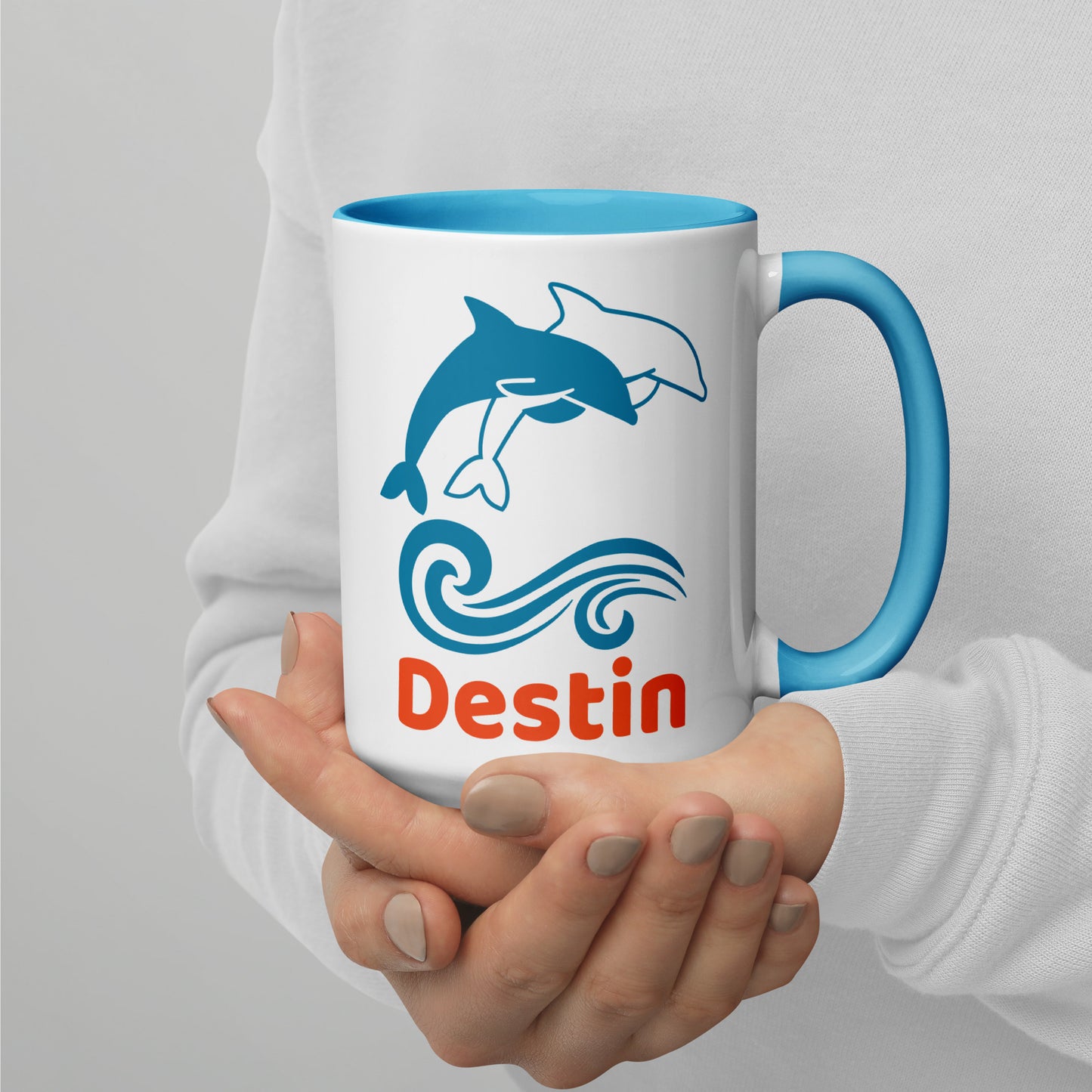 DESTIN DOLPHINS Mug with Color Inside - Destin Florida Dolphin Mugs