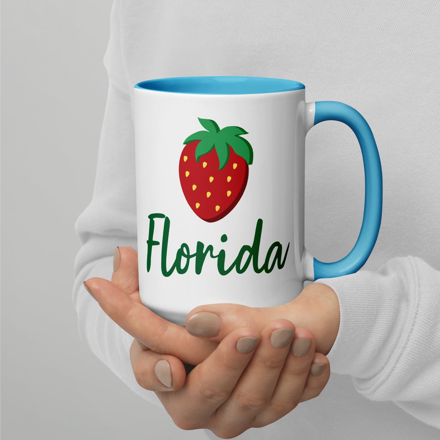 FLORIDA STRAWBERRY Mug with Color Inside - Florida Strawberries Mugs - FL Strawberry Mugs