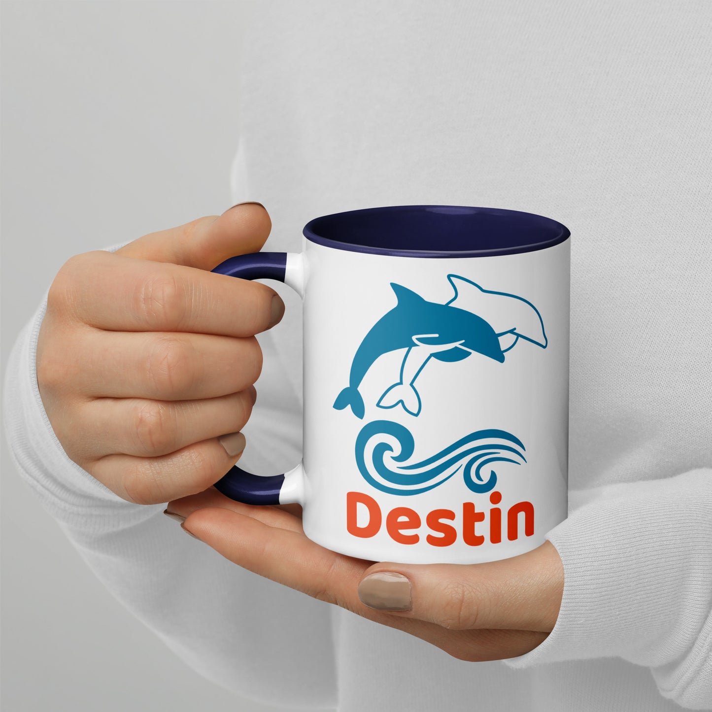 DESTIN DOLPHINS Mug with Color Inside - Destin Florida Dolphin Mugs