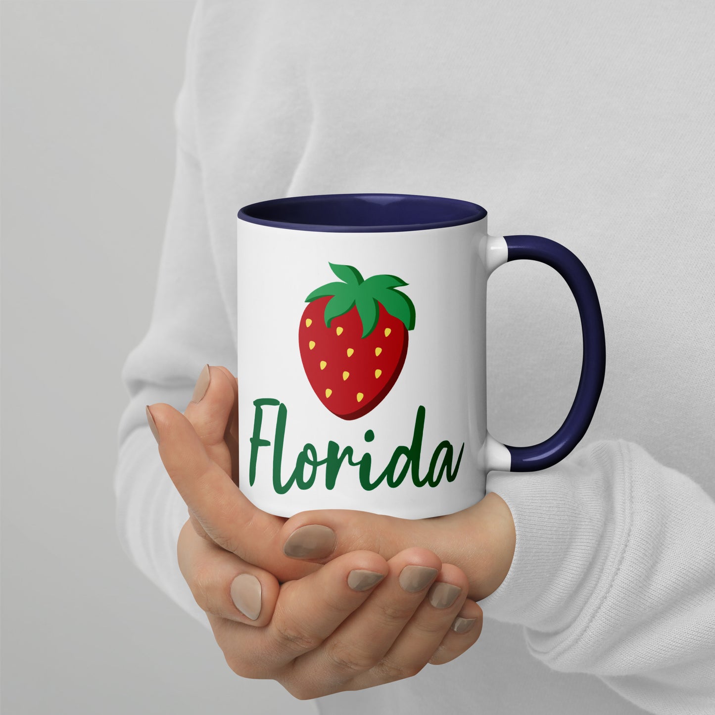 FLORIDA STRAWBERRY Mug with Color Inside - Florida Strawberries Mugs - FL Strawberry Mugs
