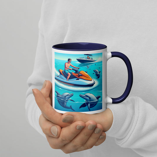 FLORIDA JETSKI MUG WITH DOLPHINS - Jetski with Dolphins Florida Mug