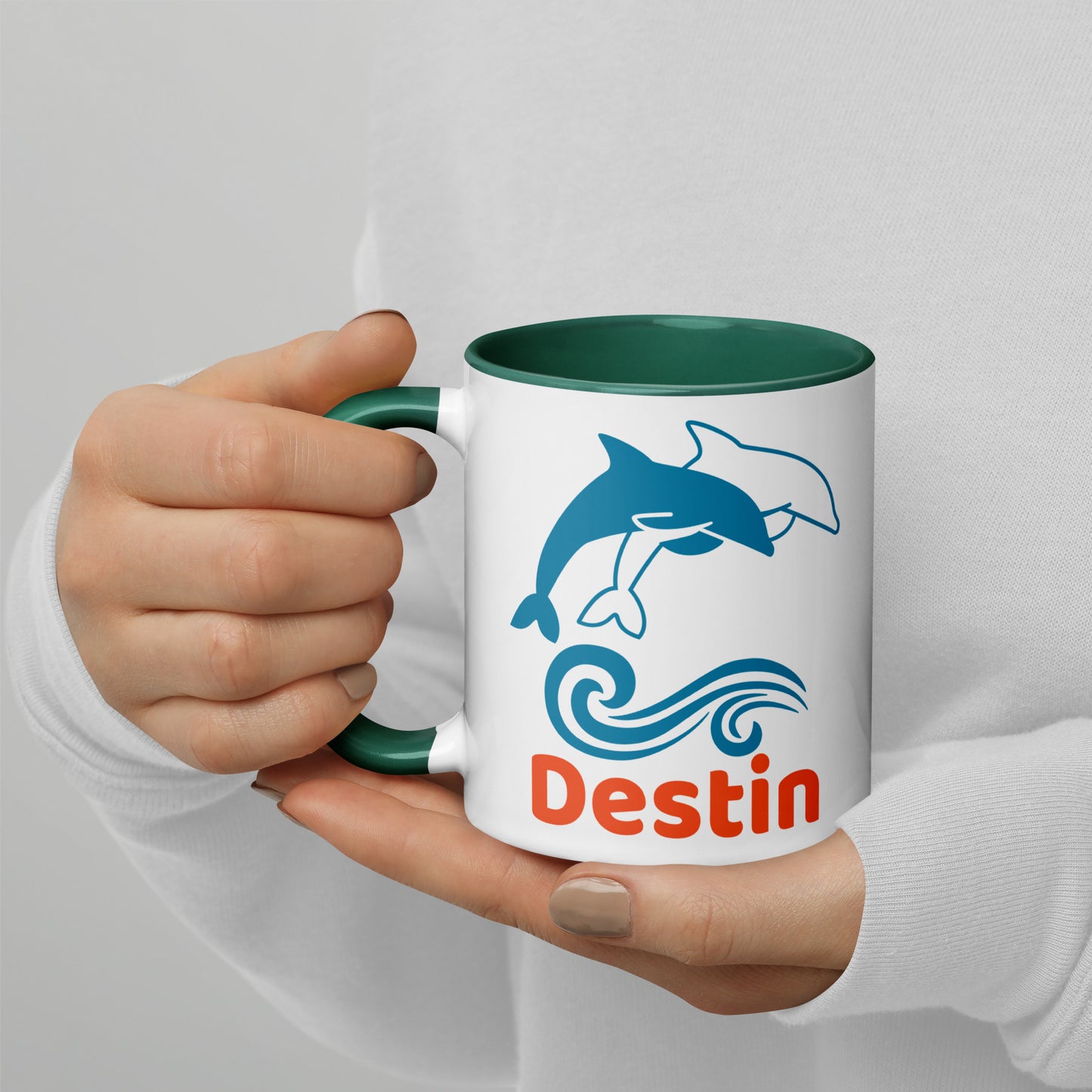 DESTIN DOLPHINS Mug with Color Inside - Destin Florida Dolphin Mugs