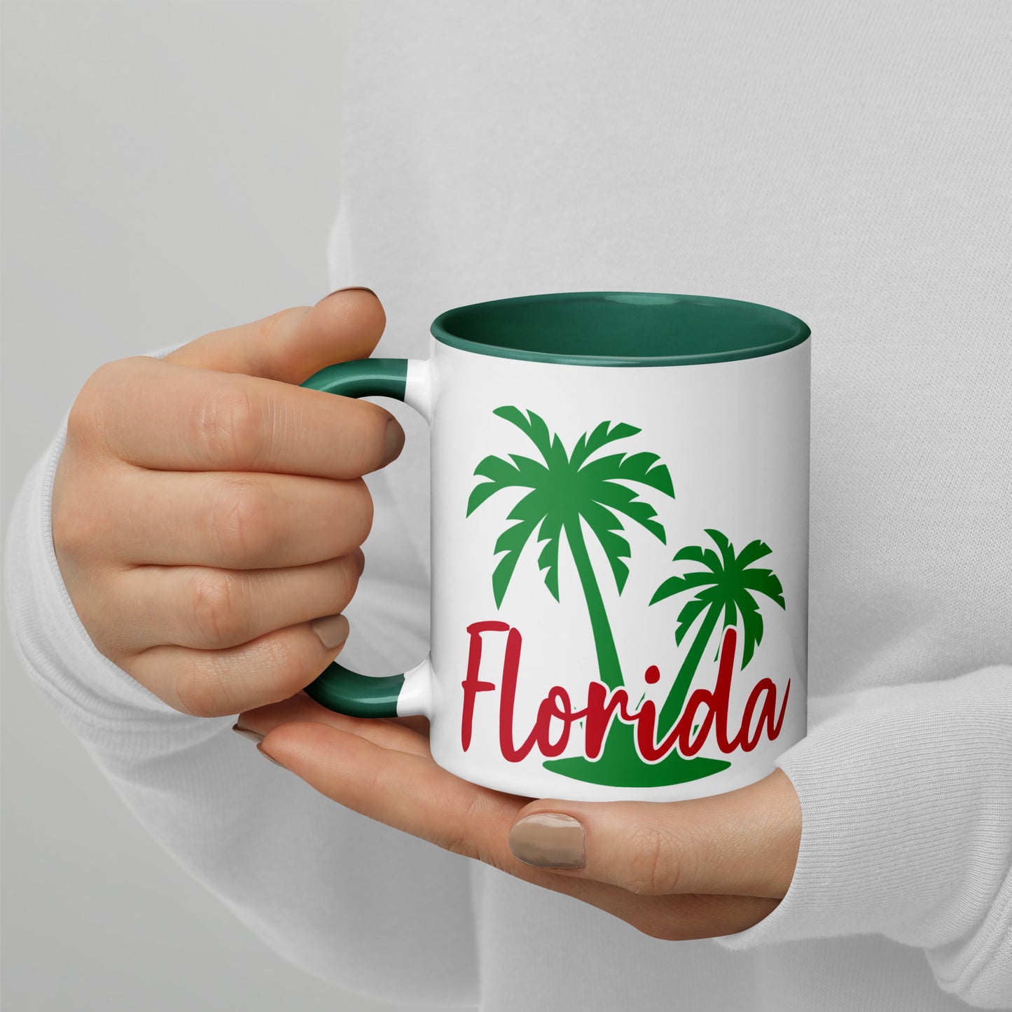 FLORIDA PALM TREE Mug with Color Inside - Florida Palm Tree Coffee Mug