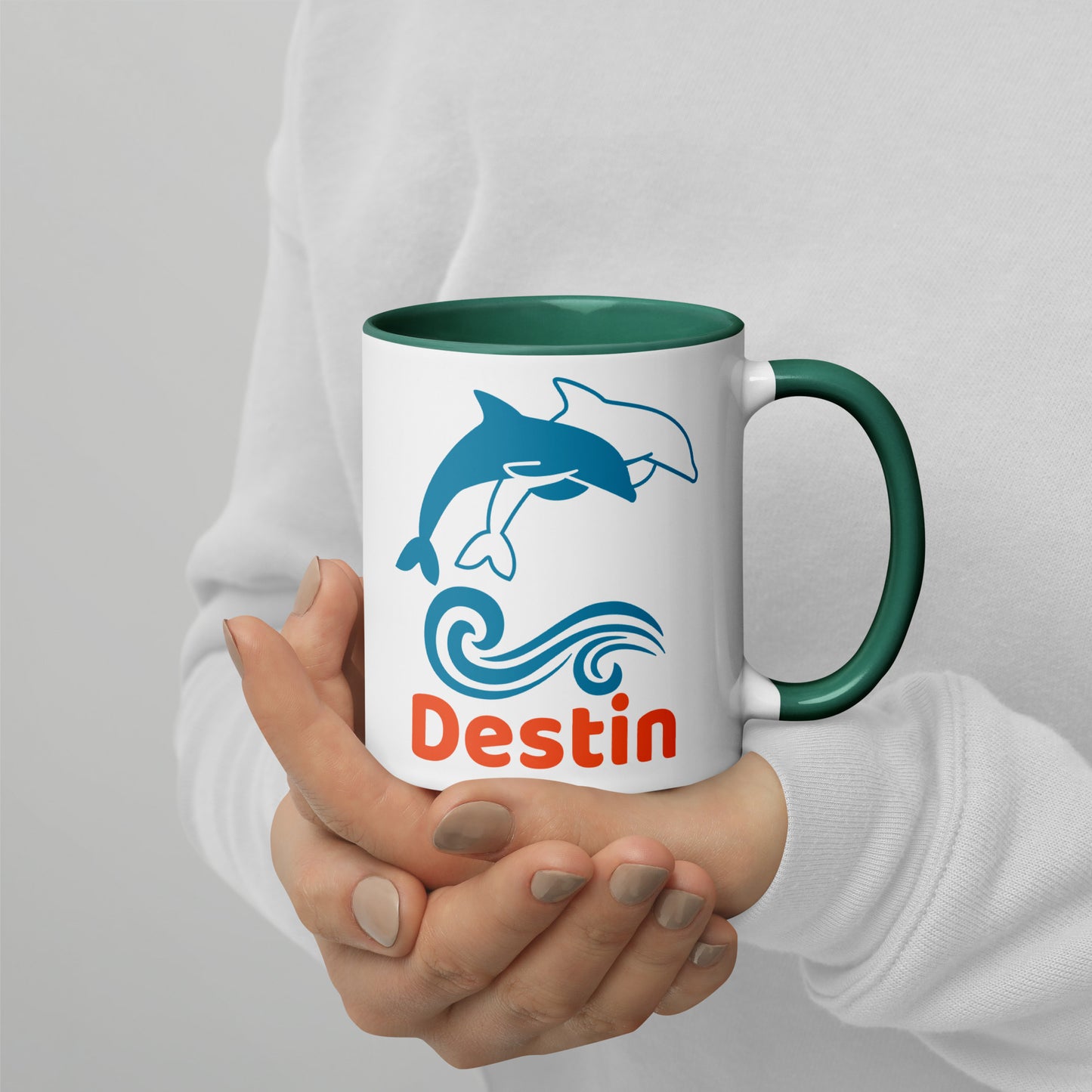 DESTIN DOLPHINS Mug with Color Inside - Destin Florida Dolphin Mugs