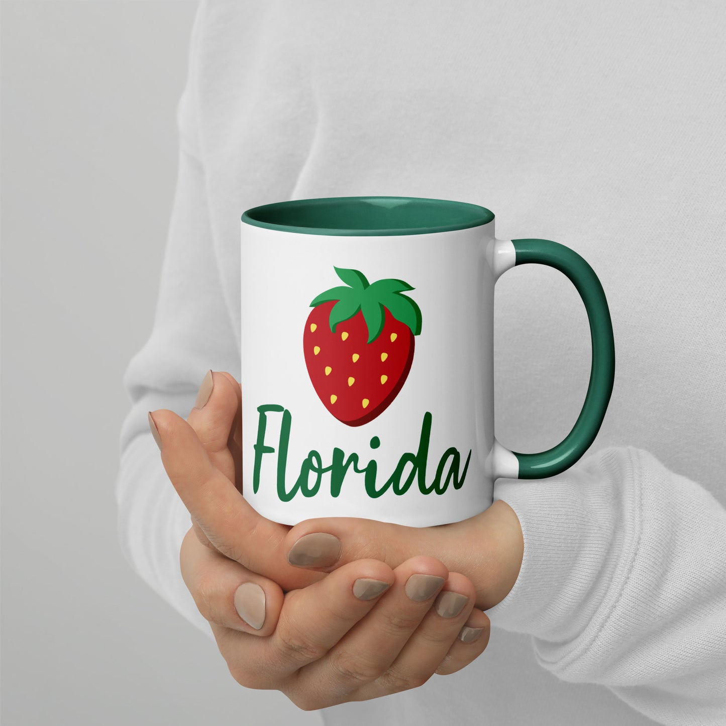 FLORIDA STRAWBERRY Mug with Color Inside - Florida Strawberries Mugs - FL Strawberry Mugs