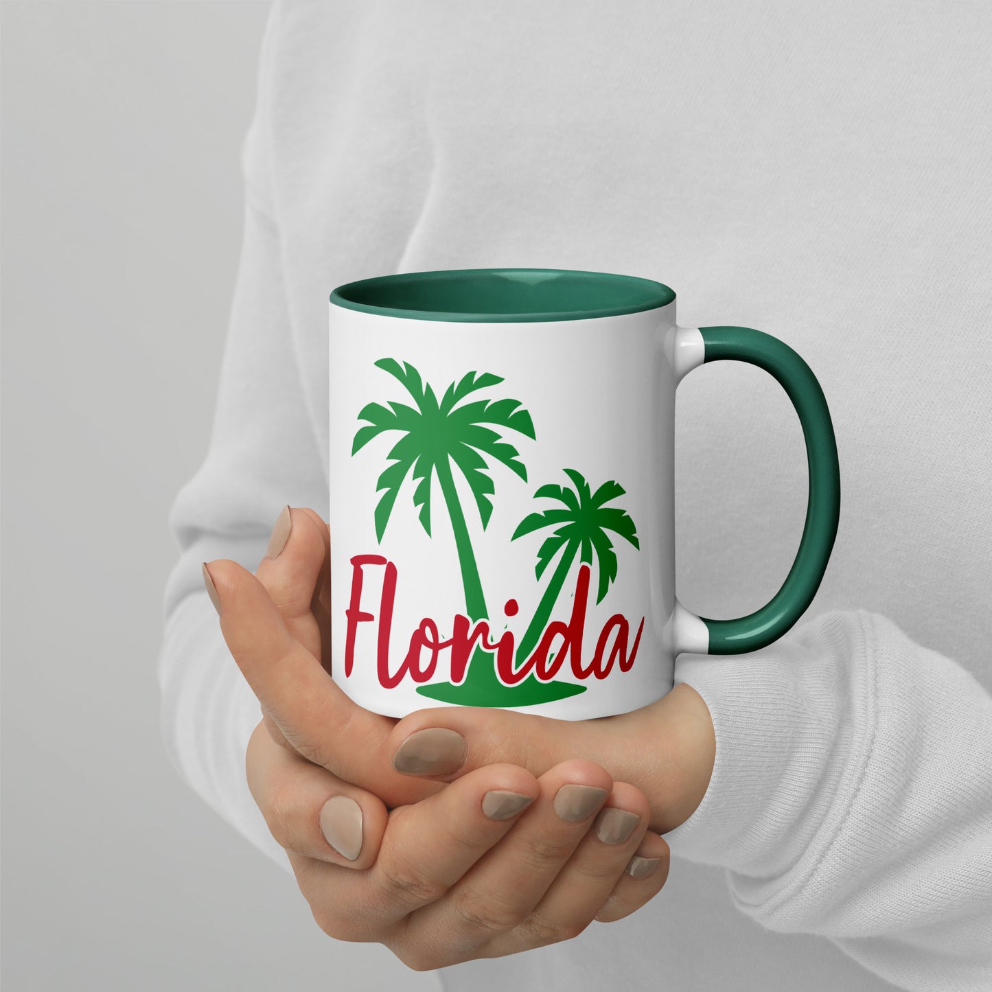 FLORIDA PALM TREE Mug with Color Inside - Florida Palm Tree Coffee Mug