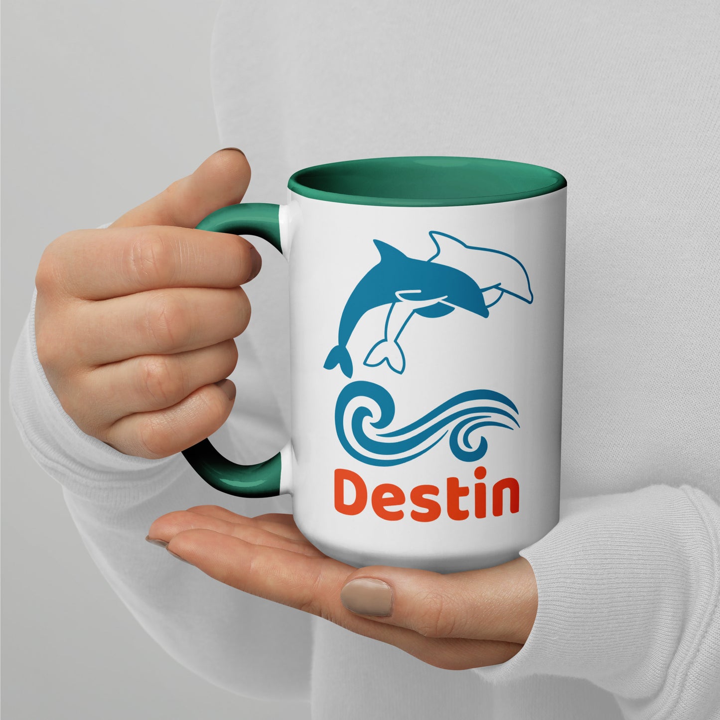 DESTIN DOLPHINS Mug with Color Inside - Destin Florida Dolphin Mugs