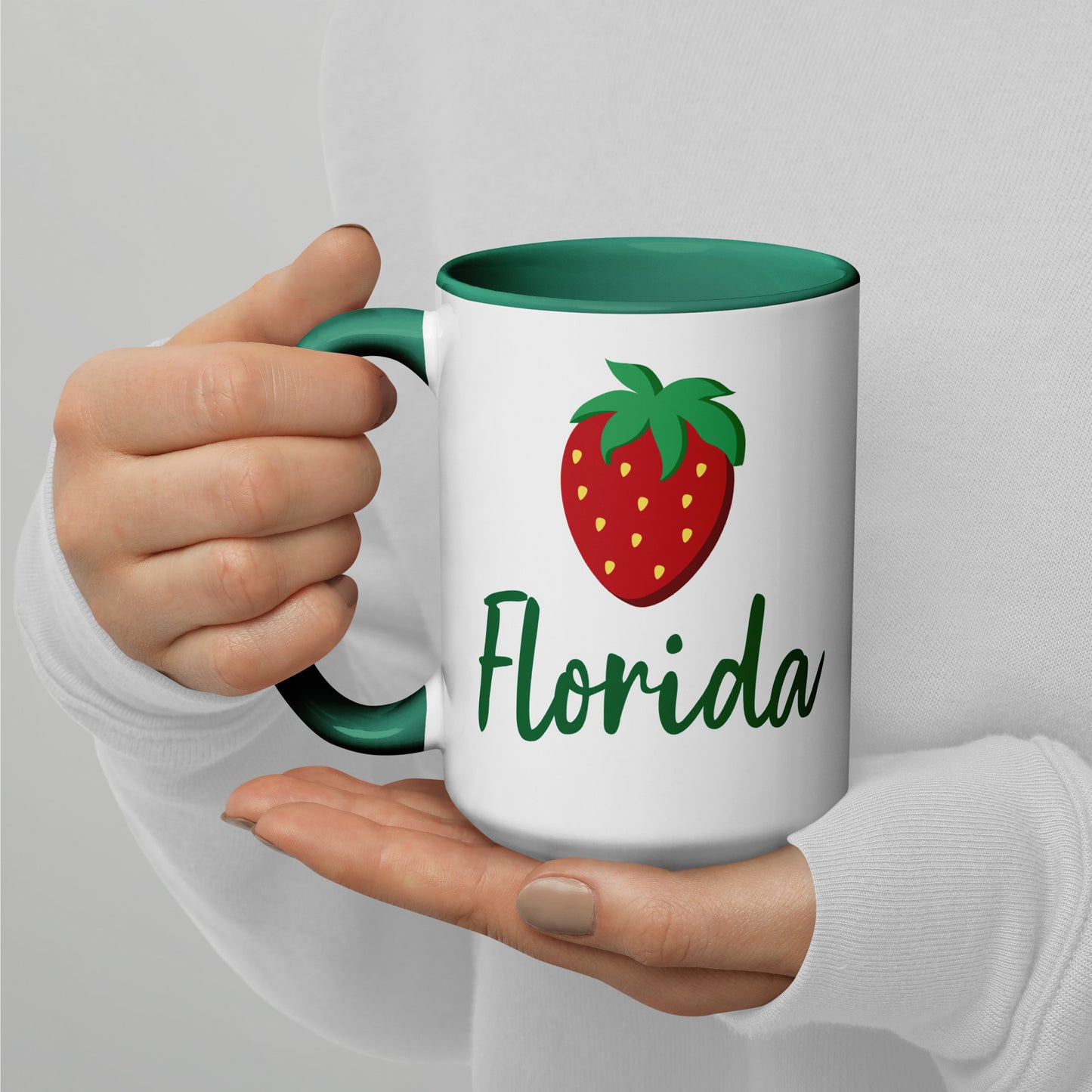 FLORIDA STRAWBERRY Mug with Color Inside - Florida Strawberries Mugs - FL Strawberry Mugs