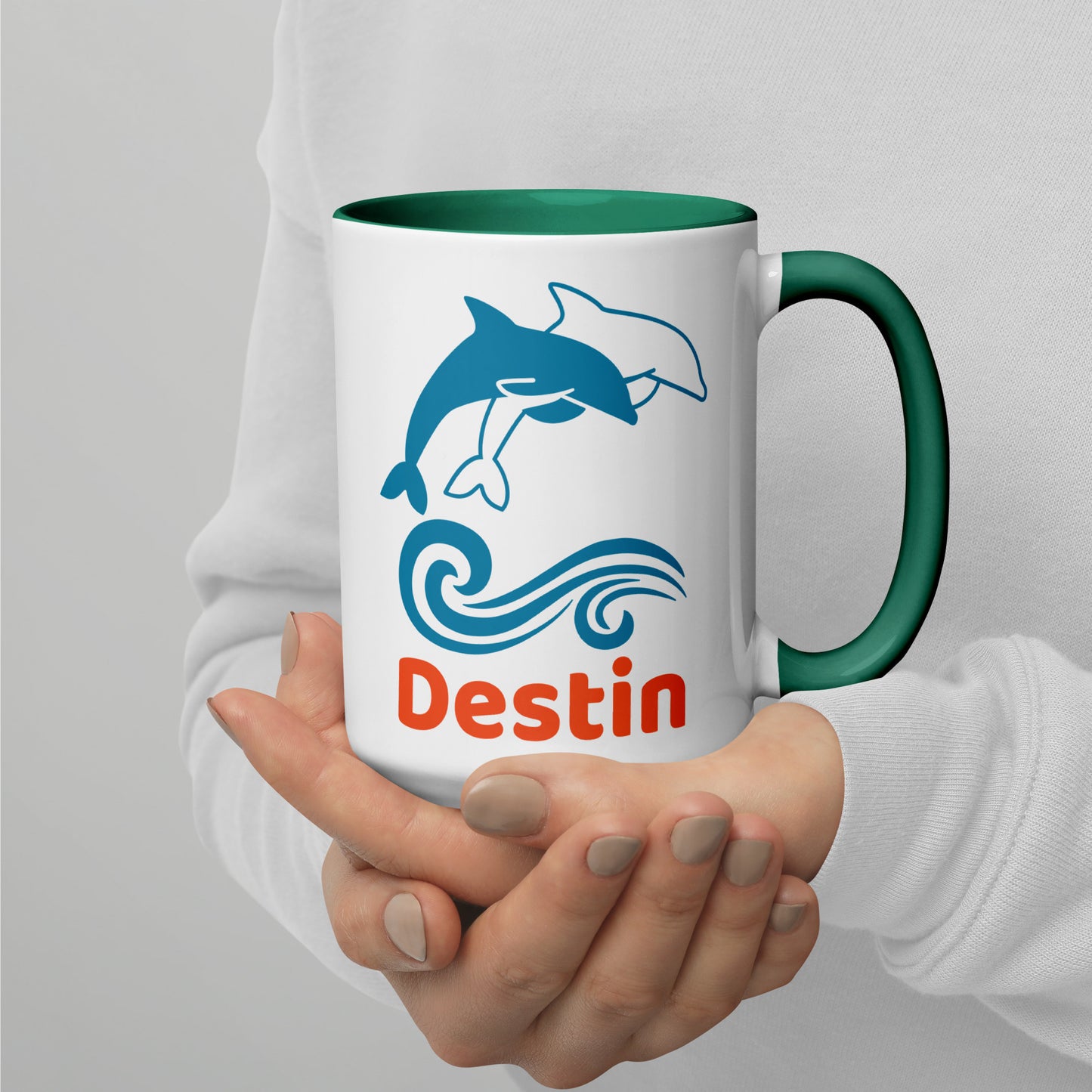 DESTIN DOLPHINS Mug with Color Inside - Destin Florida Dolphin Mugs