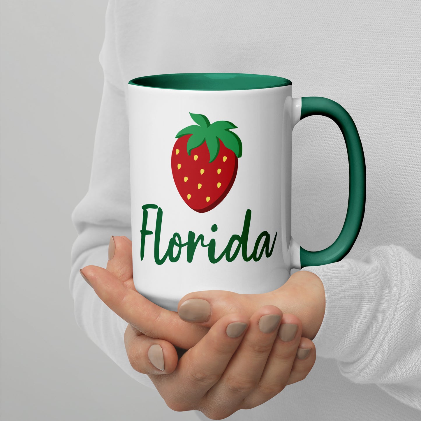 FLORIDA STRAWBERRY Mug with Color Inside - Florida Strawberries Mugs - FL Strawberry Mugs