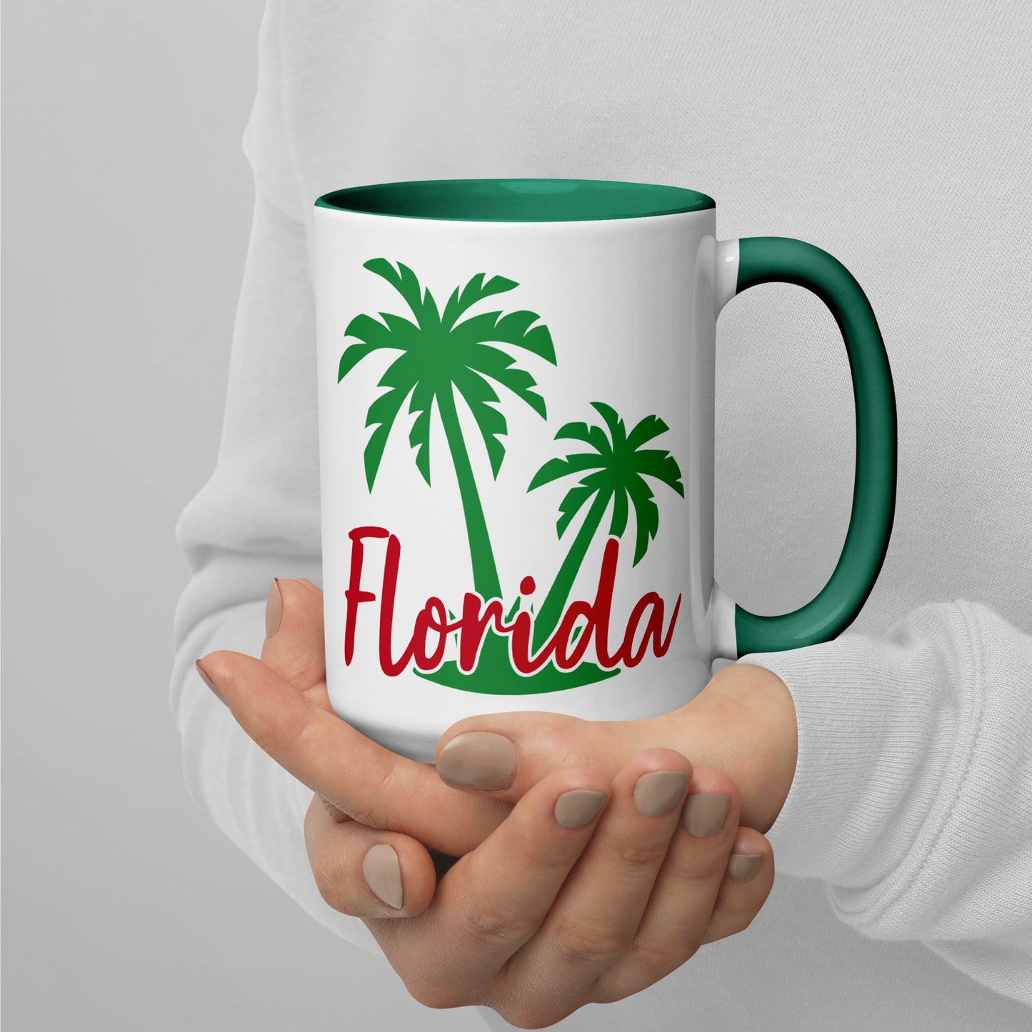FLORIDA PALM TREE Mug with Color Inside - Florida Palm Tree Coffee Mug