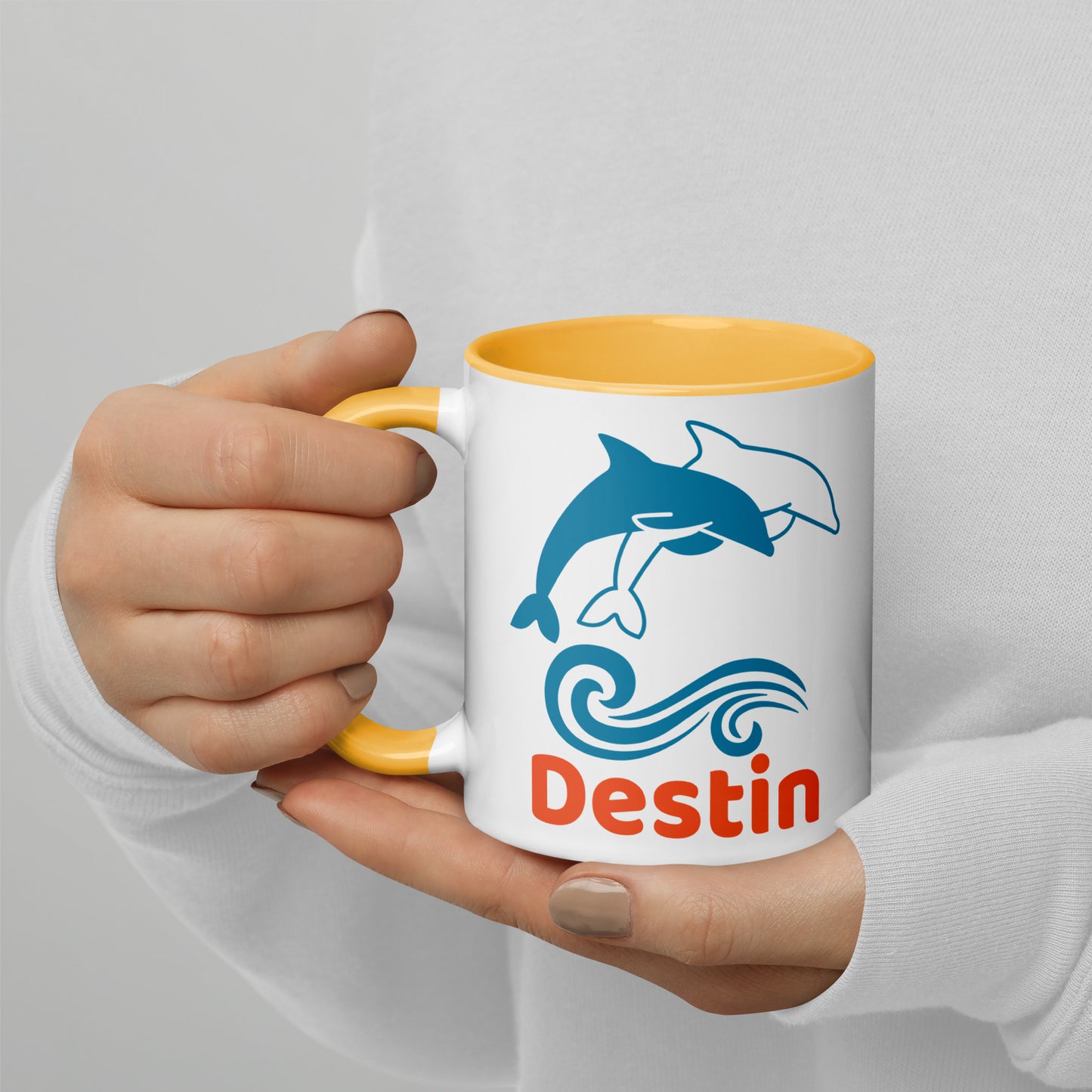 DESTIN DOLPHINS Mug with Color Inside - Destin Florida Dolphin Mugs