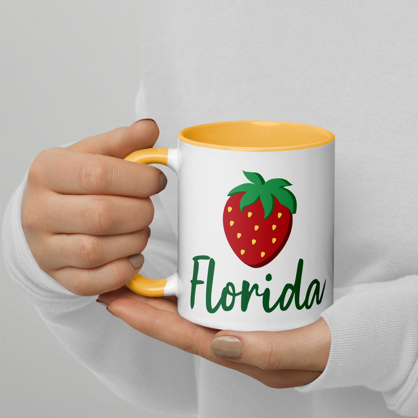 FLORIDA STRAWBERRY Mug with Color Inside - Florida Strawberries Mugs - FL Strawberry Mugs
