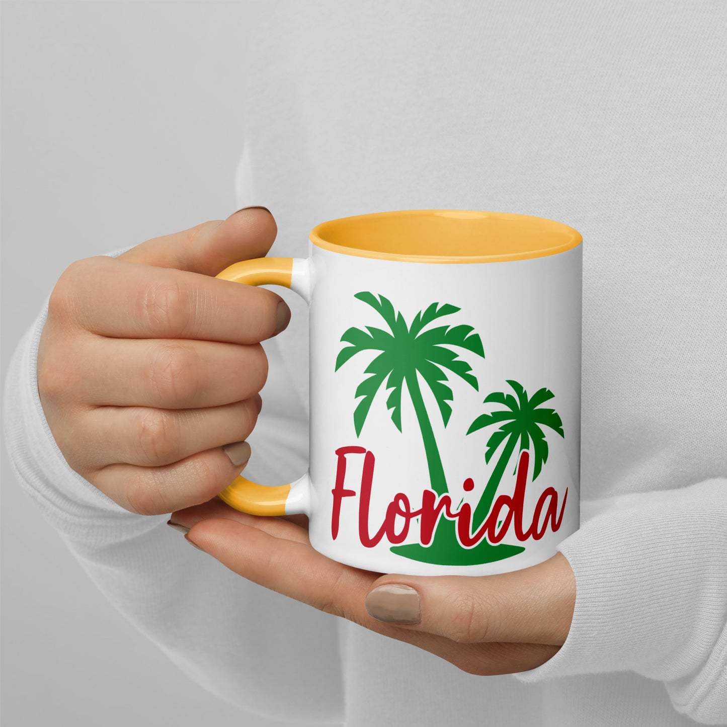 FLORIDA PALM TREE Mug with Color Inside - Florida Palm Tree Coffee Mug