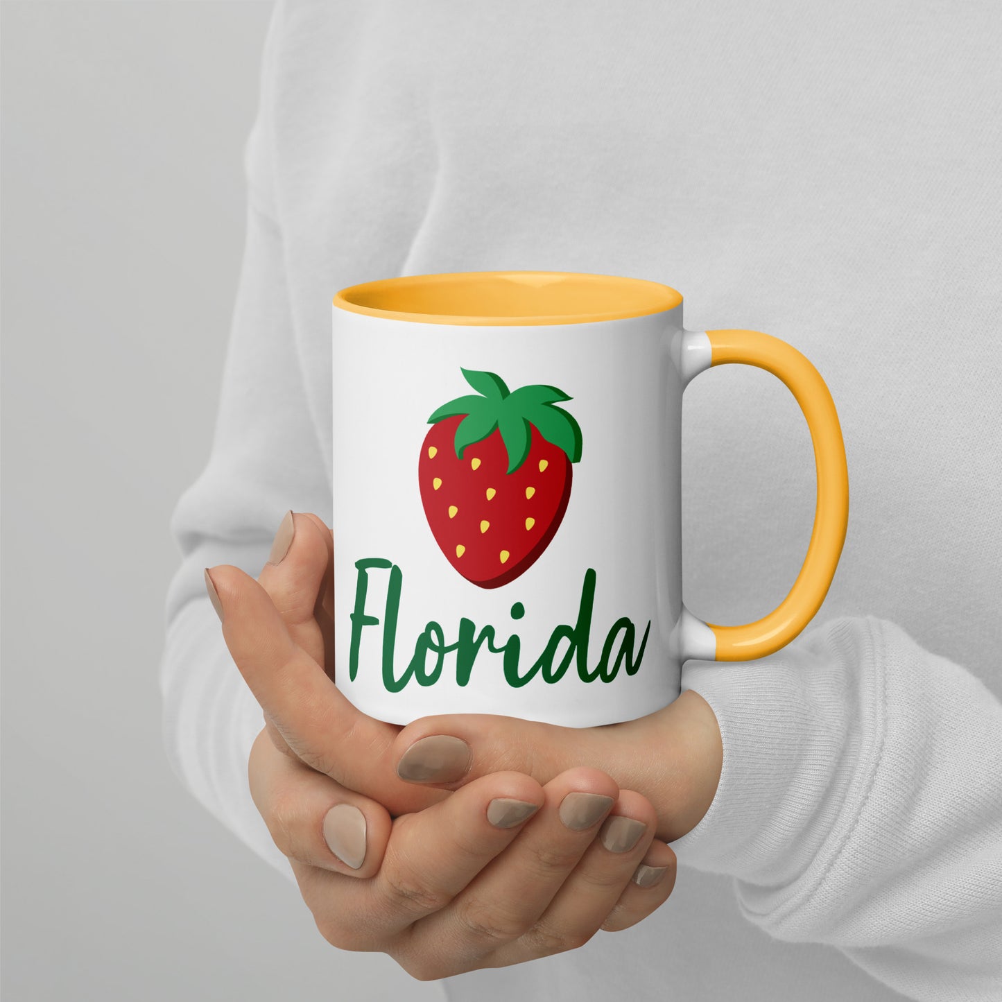 FLORIDA STRAWBERRY Mug with Color Inside - Florida Strawberries Mugs - FL Strawberry Mugs