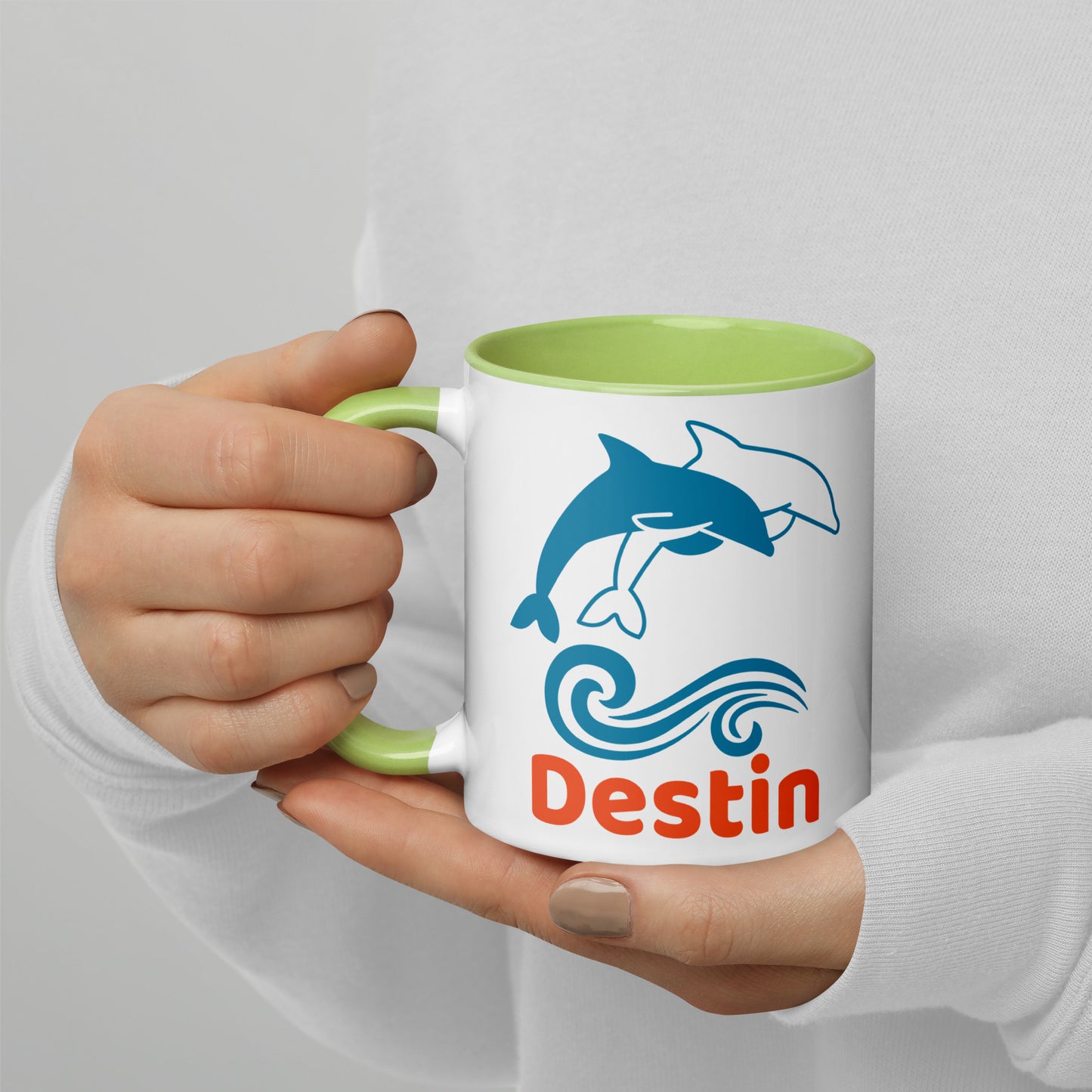 DESTIN DOLPHINS Mug with Color Inside - Destin Florida Dolphin Mugs