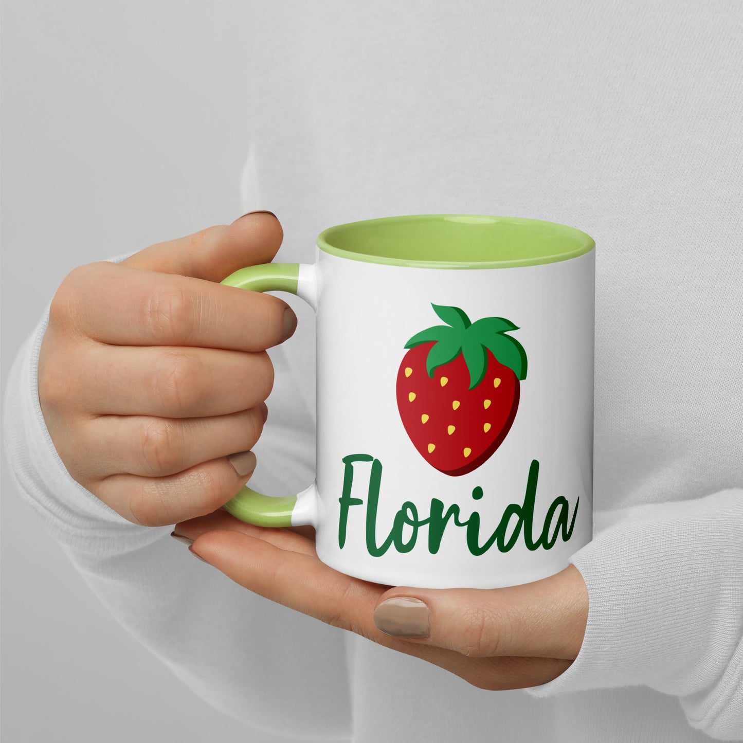 FLORIDA STRAWBERRY Mug with Color Inside - Florida Strawberries Mugs - FL Strawberry Mugs
