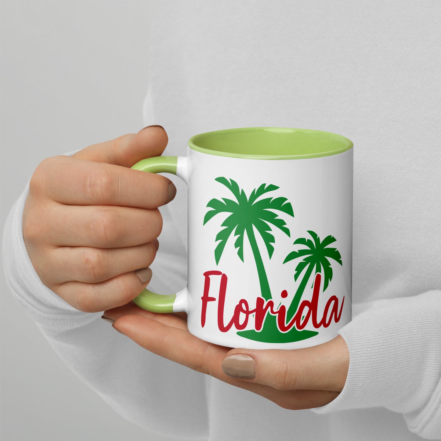 FLORIDA PALM TREE Mug with Color Inside - Florida Palm Tree Coffee Mug