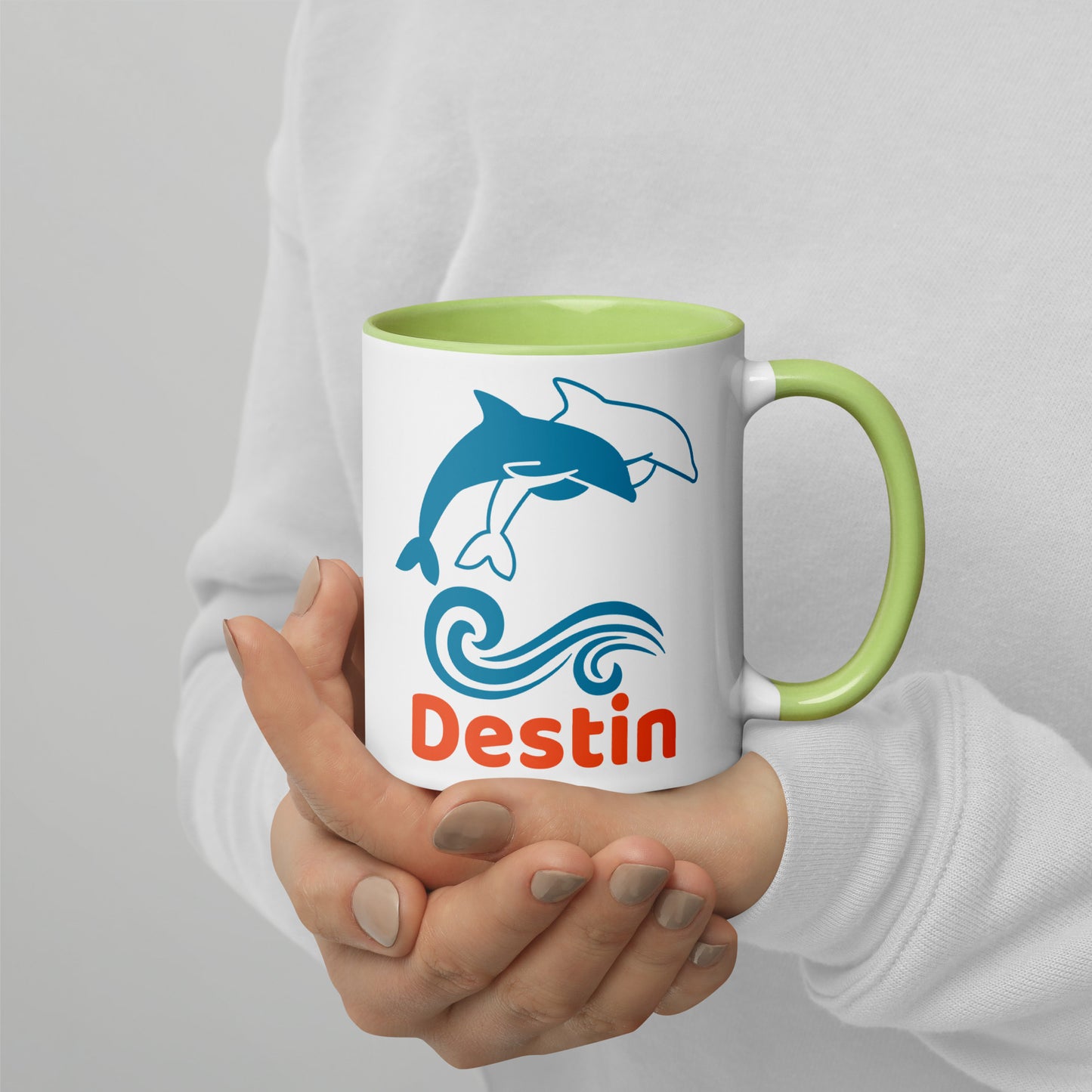 DESTIN DOLPHINS Mug with Color Inside - Destin Florida Dolphin Mugs