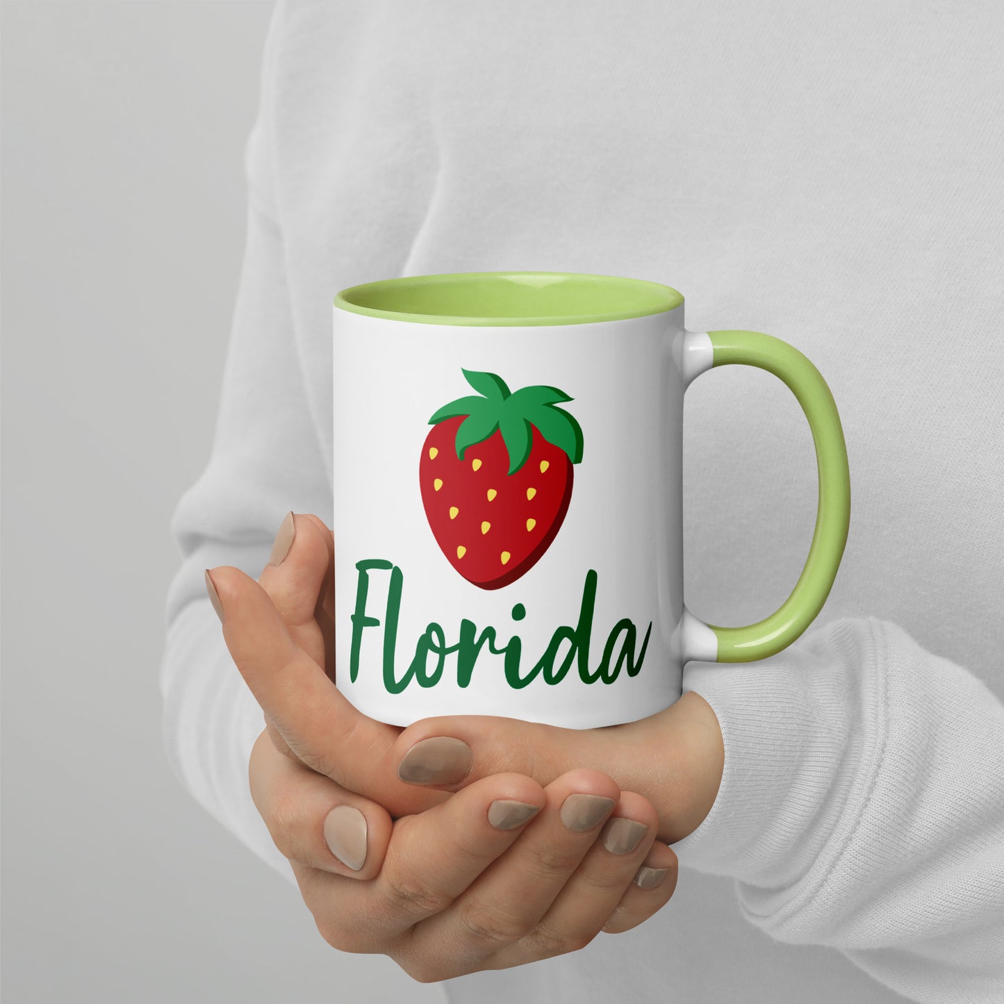 FLORIDA STRAWBERRY Mug with Color Inside - Florida Strawberries Mugs - FL Strawberry Mugs