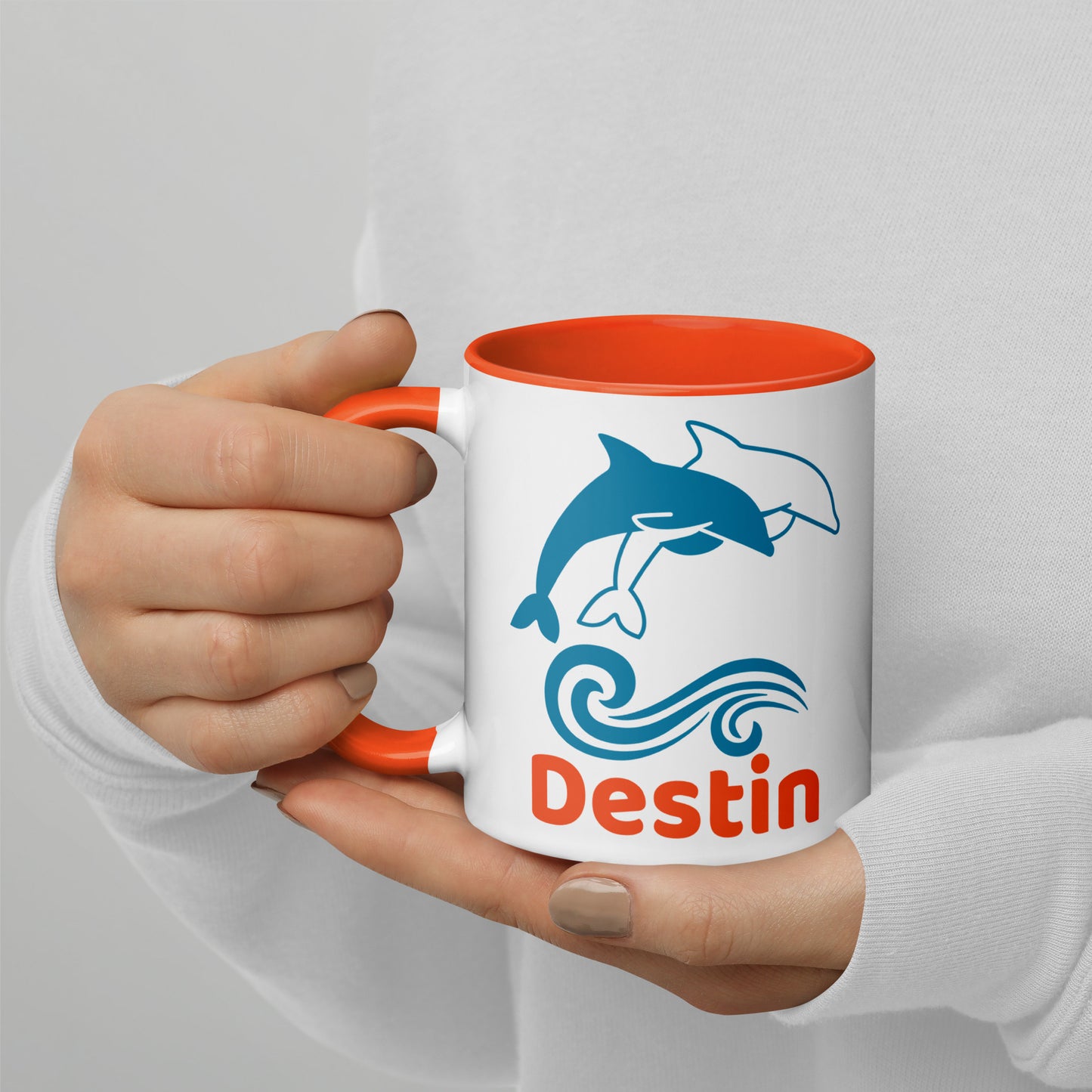 DESTIN DOLPHINS Mug with Color Inside - Destin Florida Dolphin Mugs