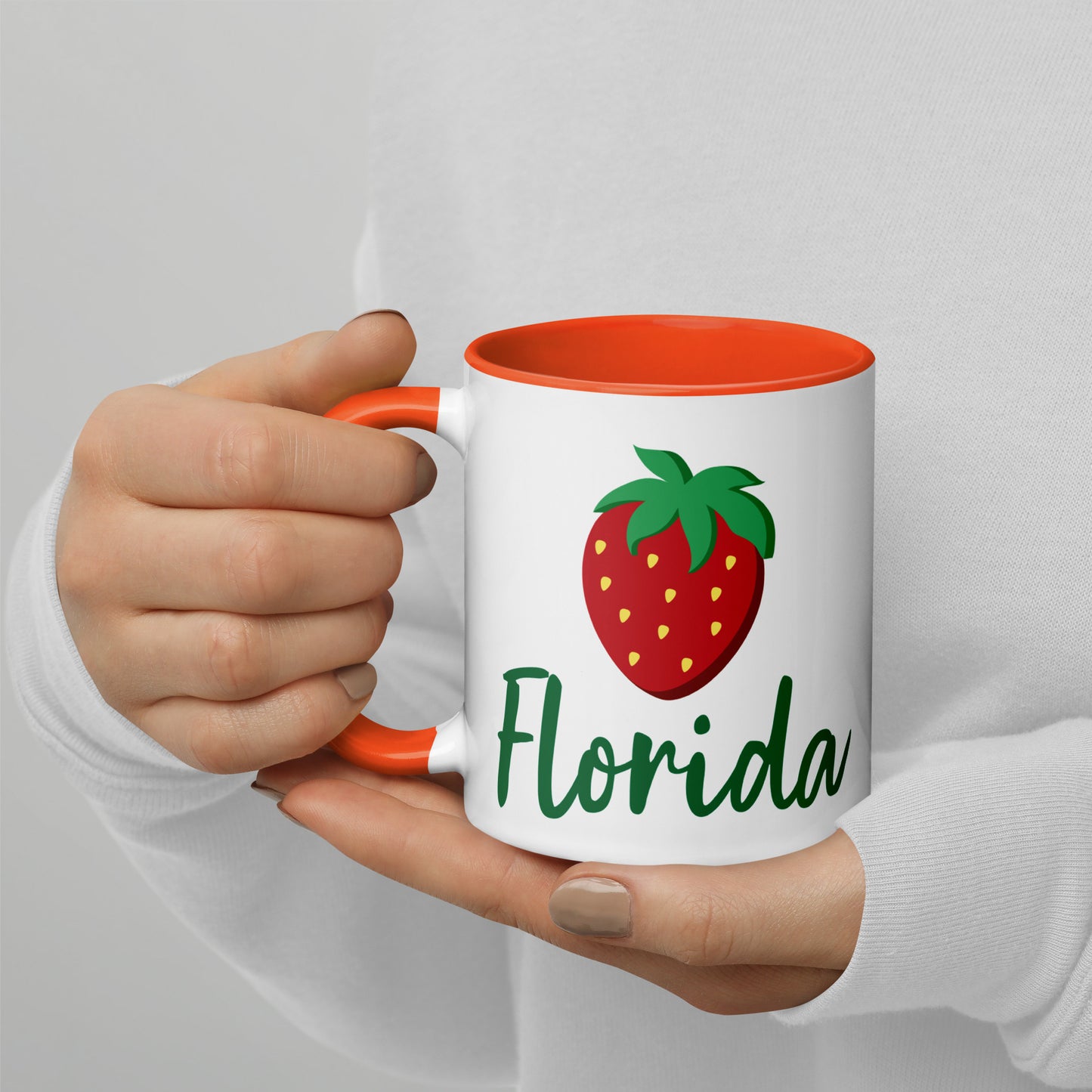 FLORIDA STRAWBERRY Mug with Color Inside - Florida Strawberries Mugs - FL Strawberry Mugs