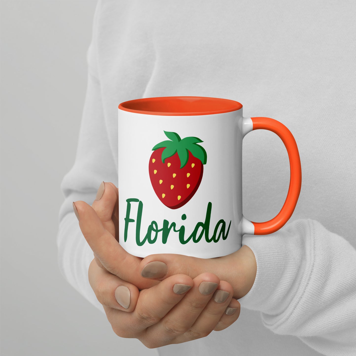 FLORIDA STRAWBERRY Mug with Color Inside - Florida Strawberries Mugs - FL Strawberry Mugs