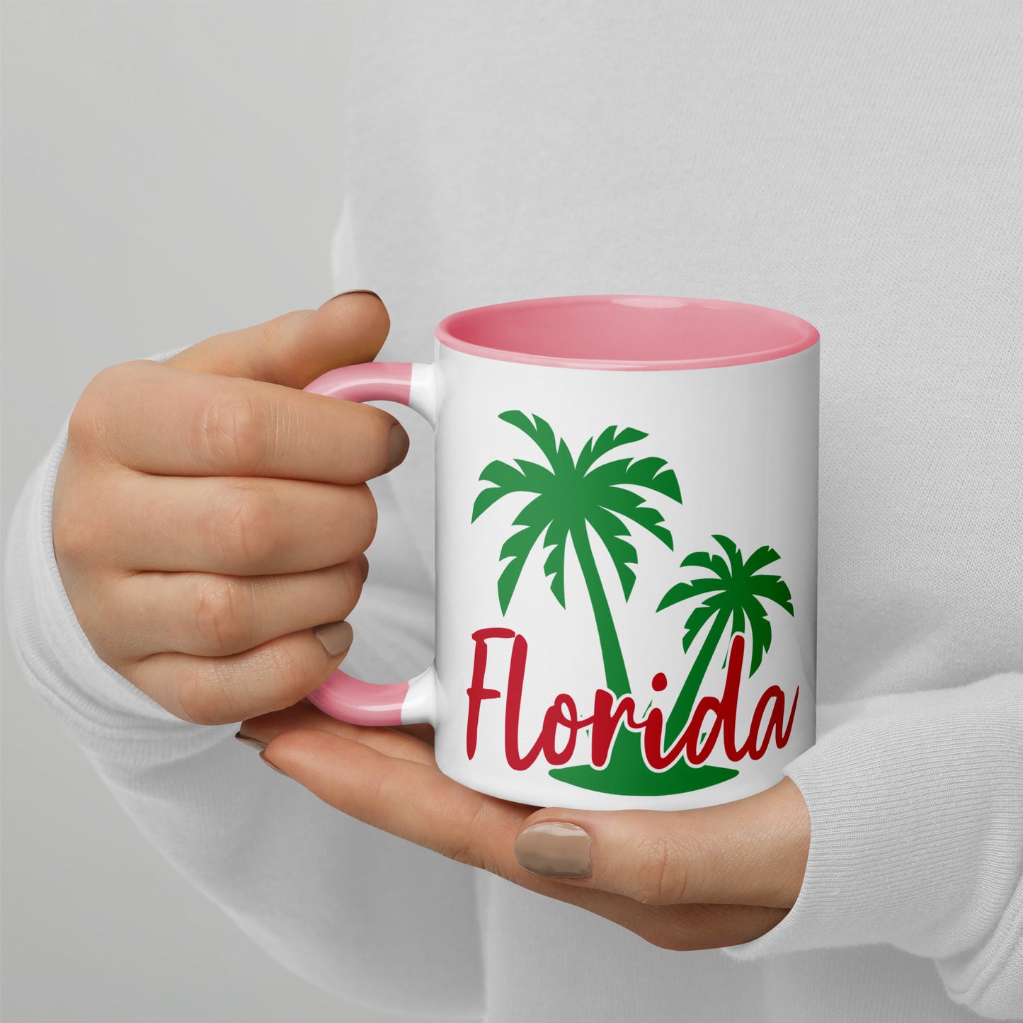 FLORIDA PALM TREE Mug with Color Inside - Florida Palm Tree Coffee Mug