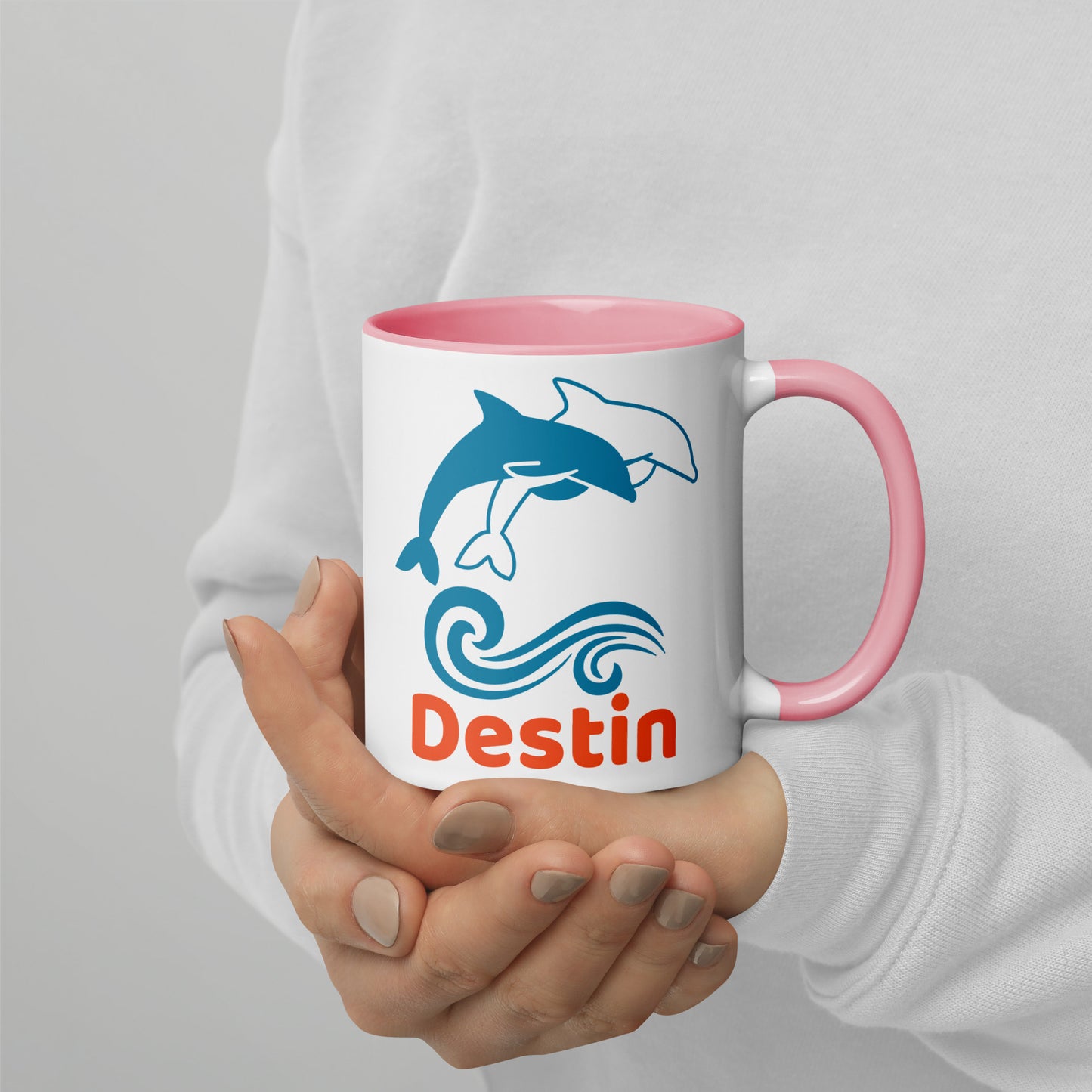 DESTIN DOLPHINS Mug with Color Inside - Destin Florida Dolphin Mugs