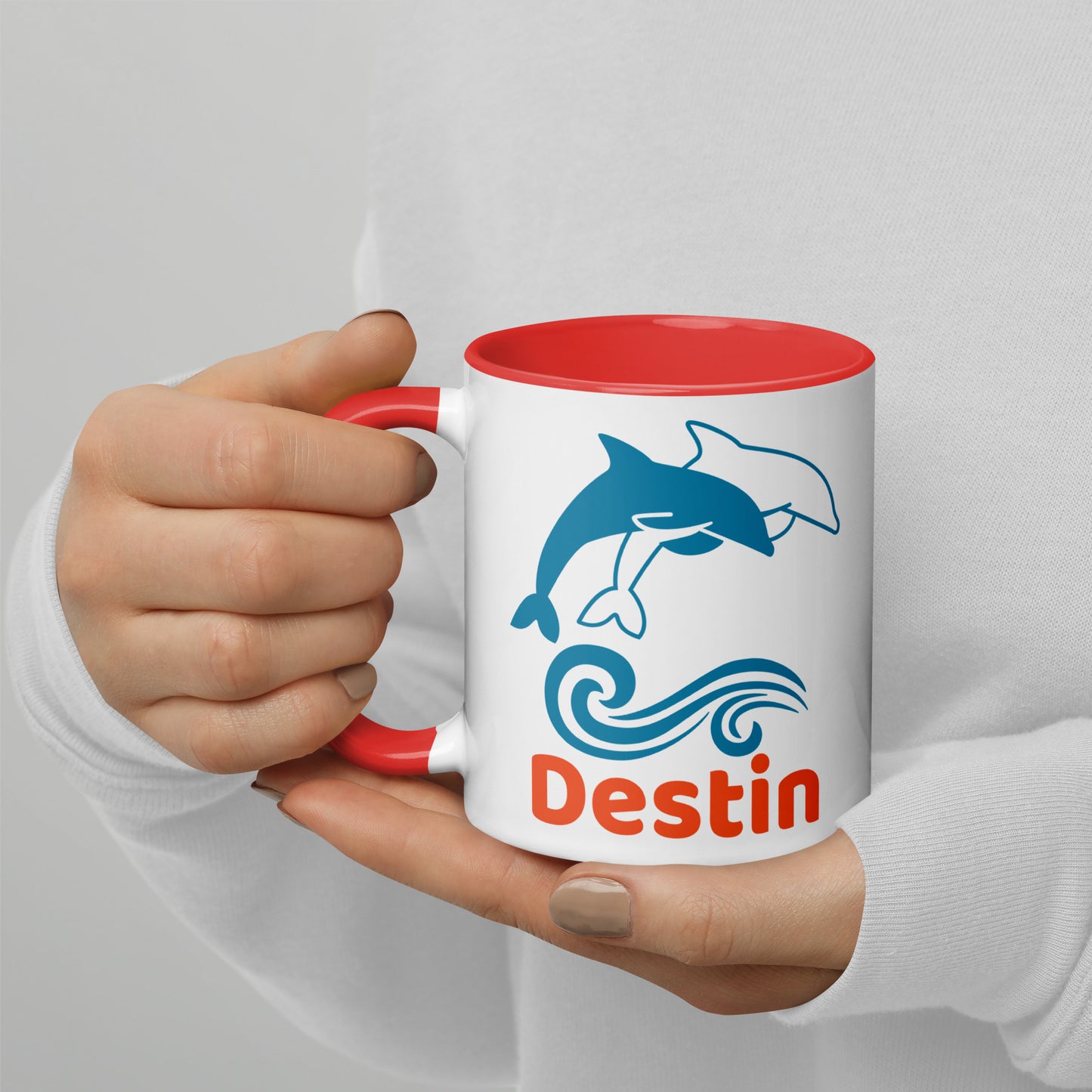 DESTIN DOLPHINS Mug with Color Inside - Destin Florida Dolphin Mugs