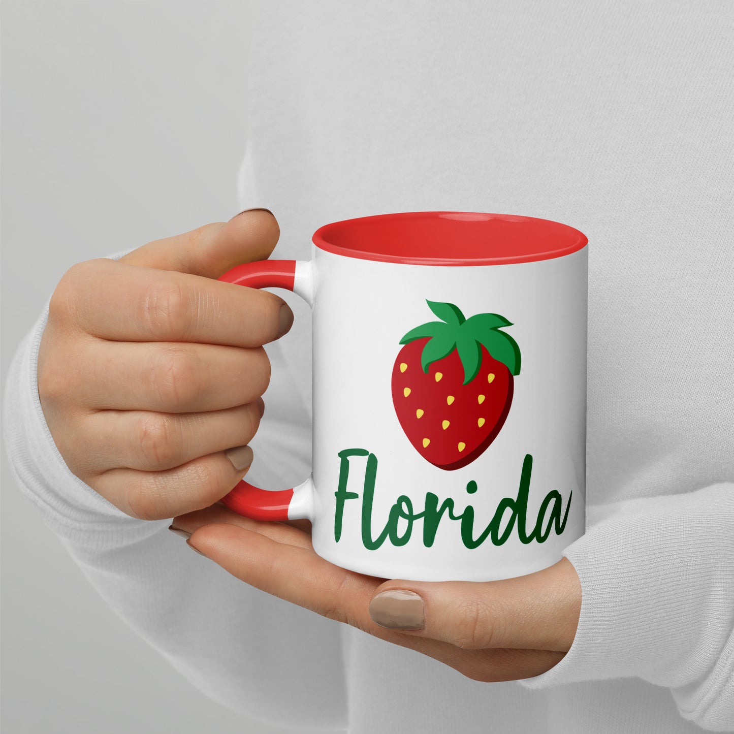 FLORIDA STRAWBERRY Mug with Color Inside - Florida Strawberries Mugs - FL Strawberry Mugs