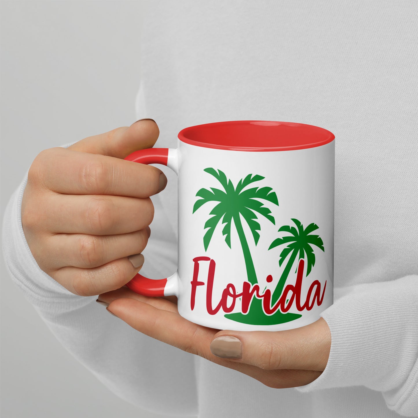 FLORIDA PALM TREE Mug with Color Inside - Florida Palm Tree Coffee Mug