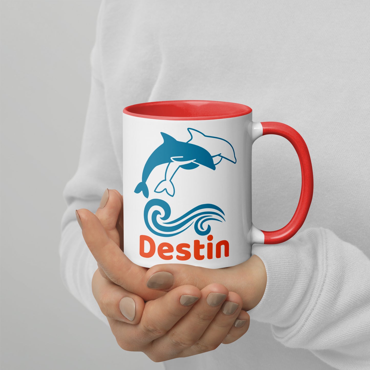 DESTIN DOLPHINS Mug with Color Inside - Destin Florida Dolphin Mugs
