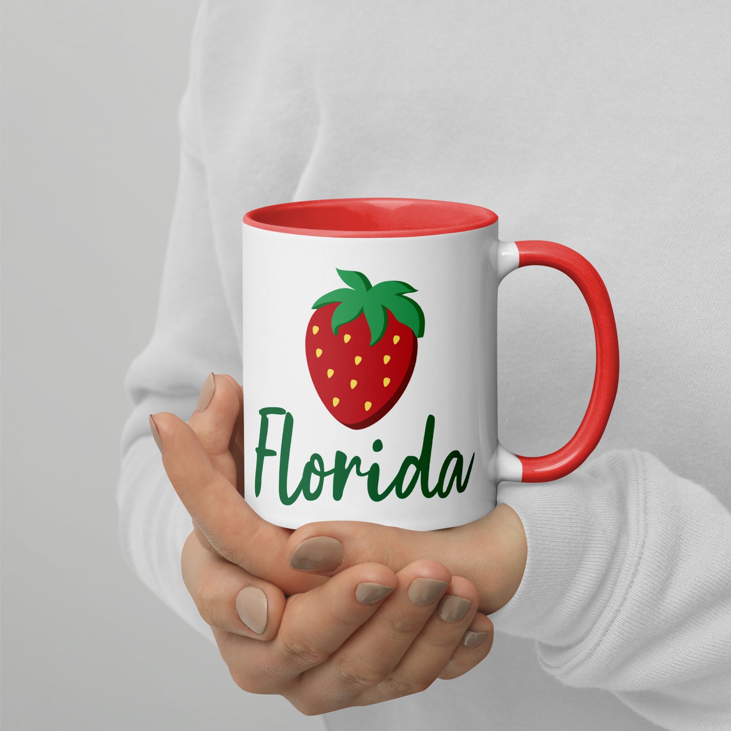 FLORIDA STRAWBERRY Mug with Color Inside - Florida Strawberries Mugs - FL Strawberry Mugs