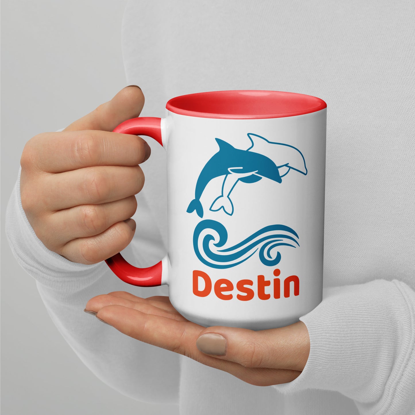 DESTIN DOLPHINS Mug with Color Inside - Destin Florida Dolphin Mugs