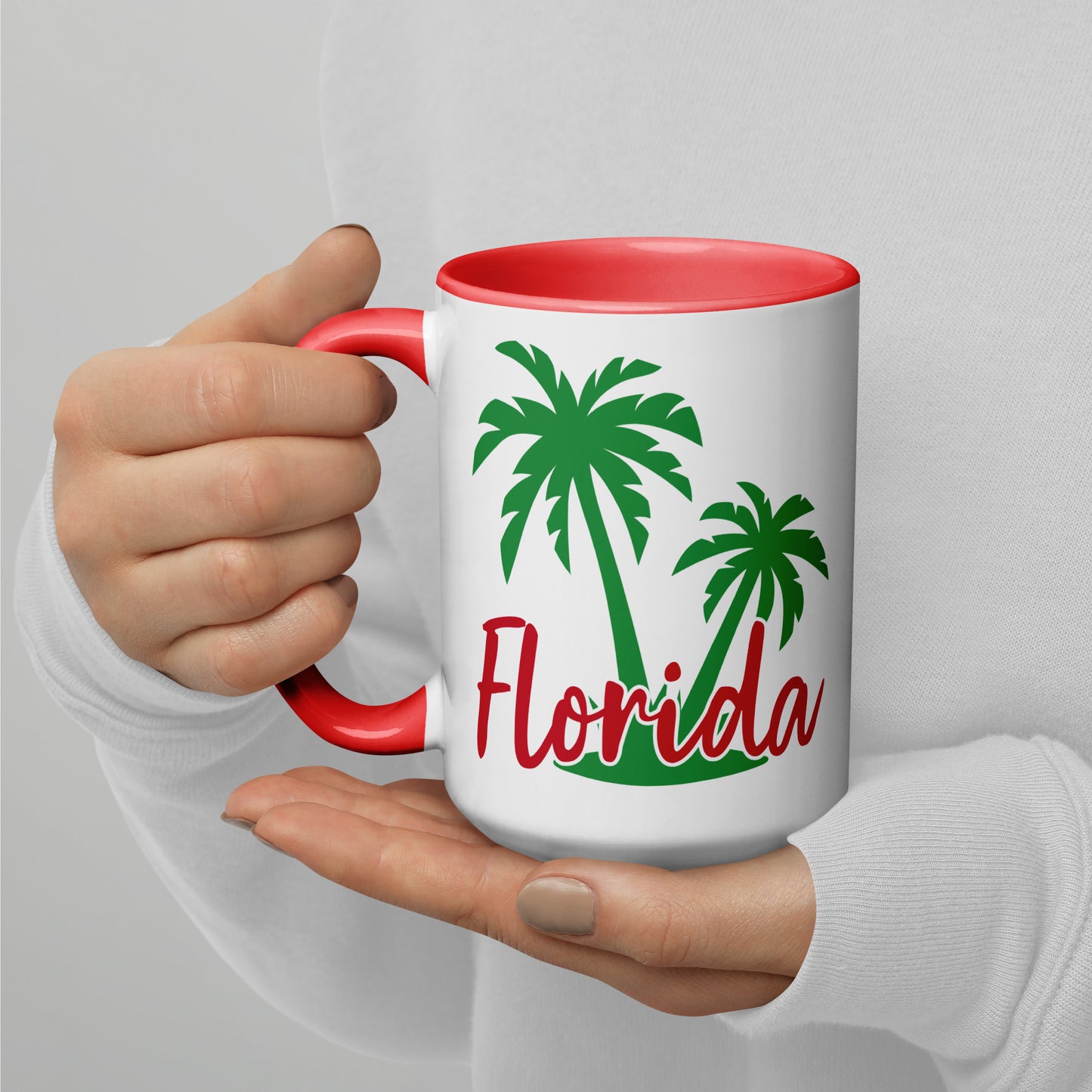 FLORIDA PALM TREE Mug with Color Inside - Florida Palm Tree Coffee Mug