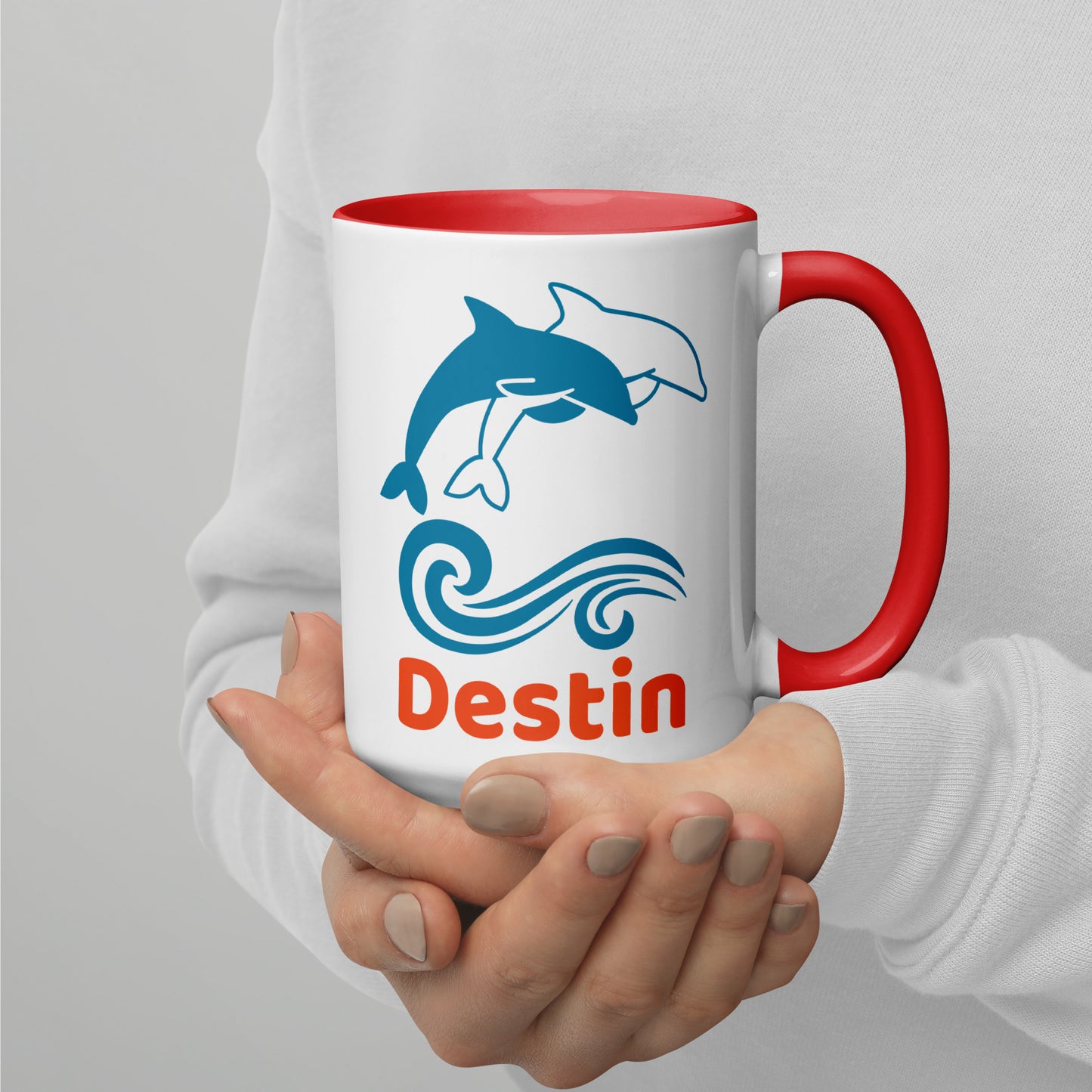 DESTIN DOLPHINS Mug with Color Inside - Destin Florida Dolphin Mugs