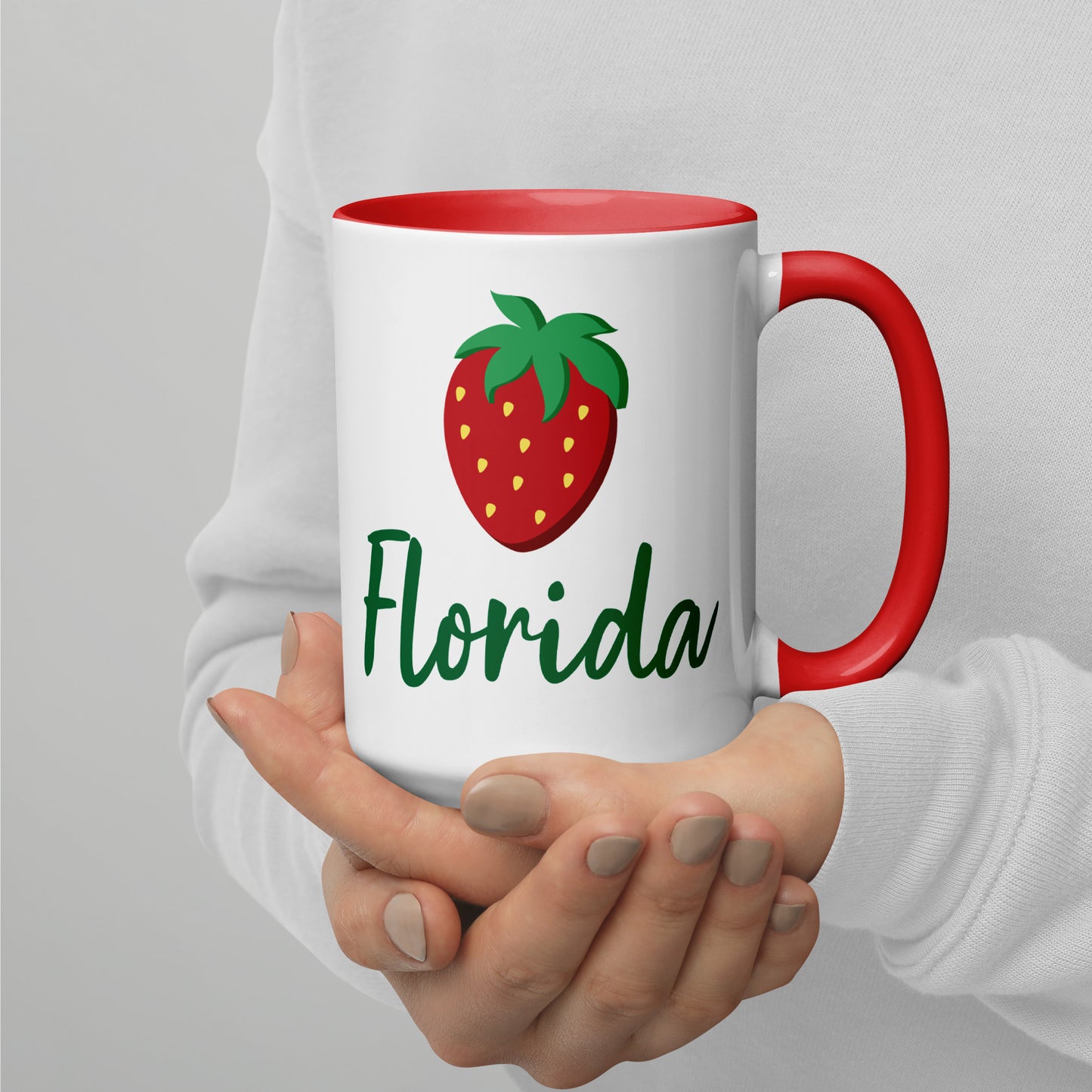 FLORIDA STRAWBERRY Mug with Color Inside - Florida Strawberries Mugs - FL Strawberry Mugs