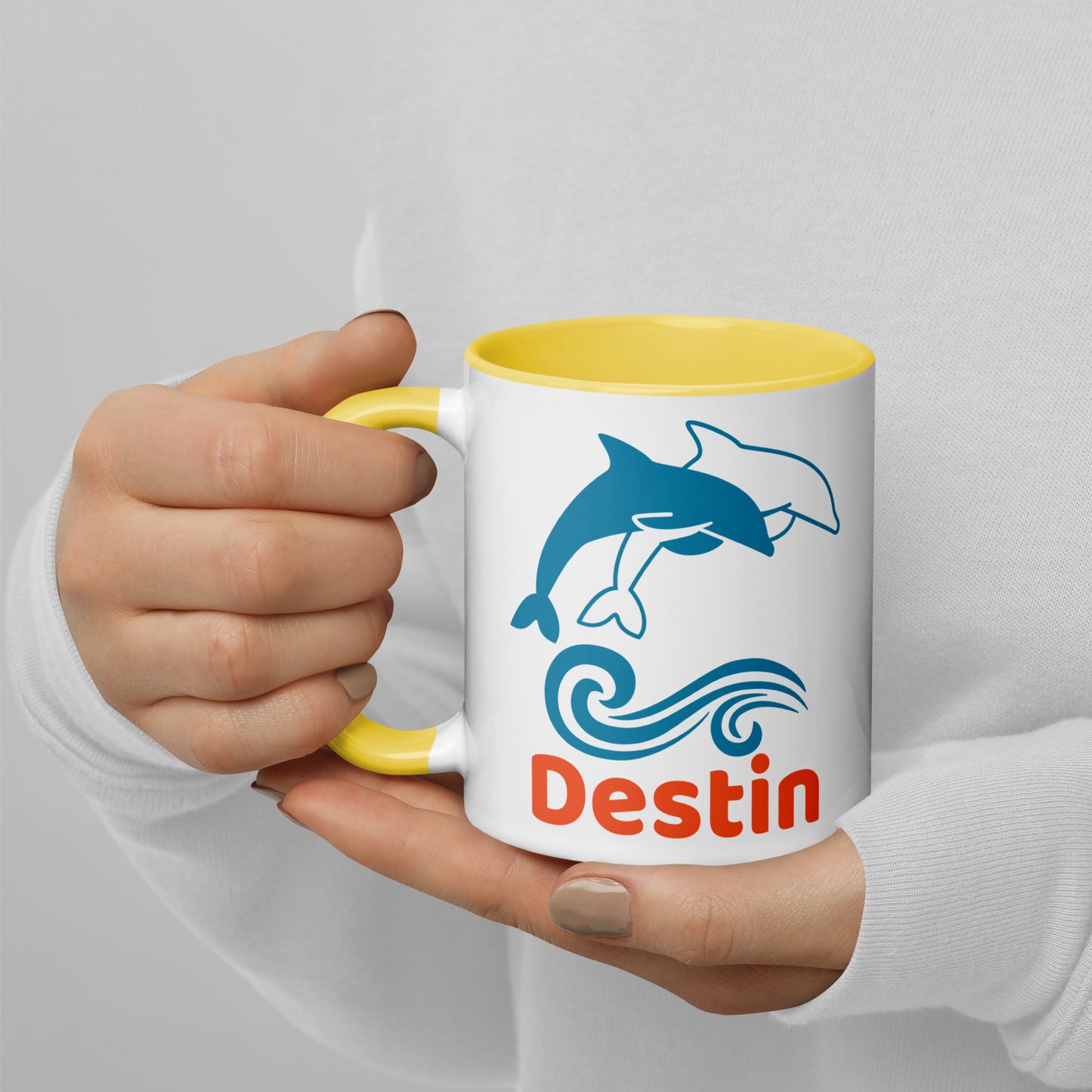 DESTIN DOLPHINS Mug with Color Inside - Destin Florida Dolphin Mugs