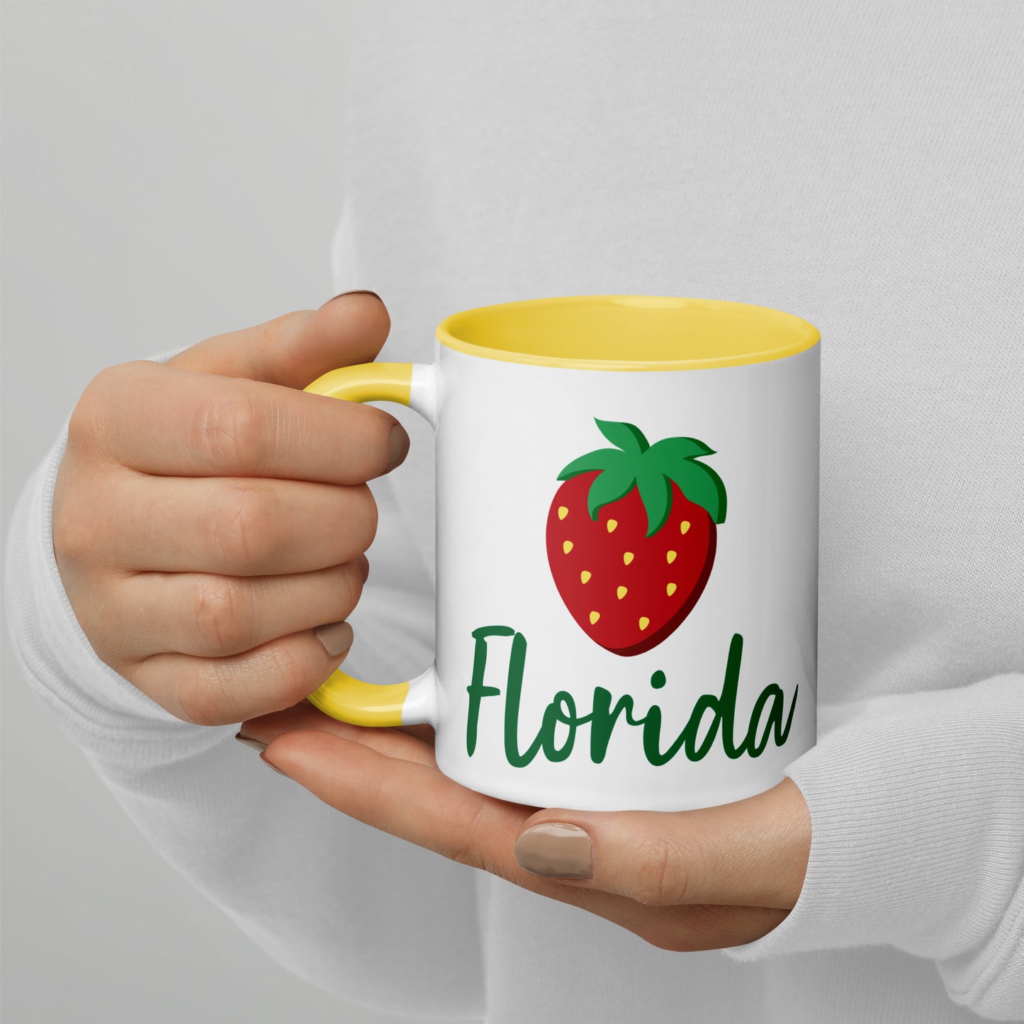 FLORIDA STRAWBERRY Mug with Color Inside - Florida Strawberries Mugs - FL Strawberry Mugs