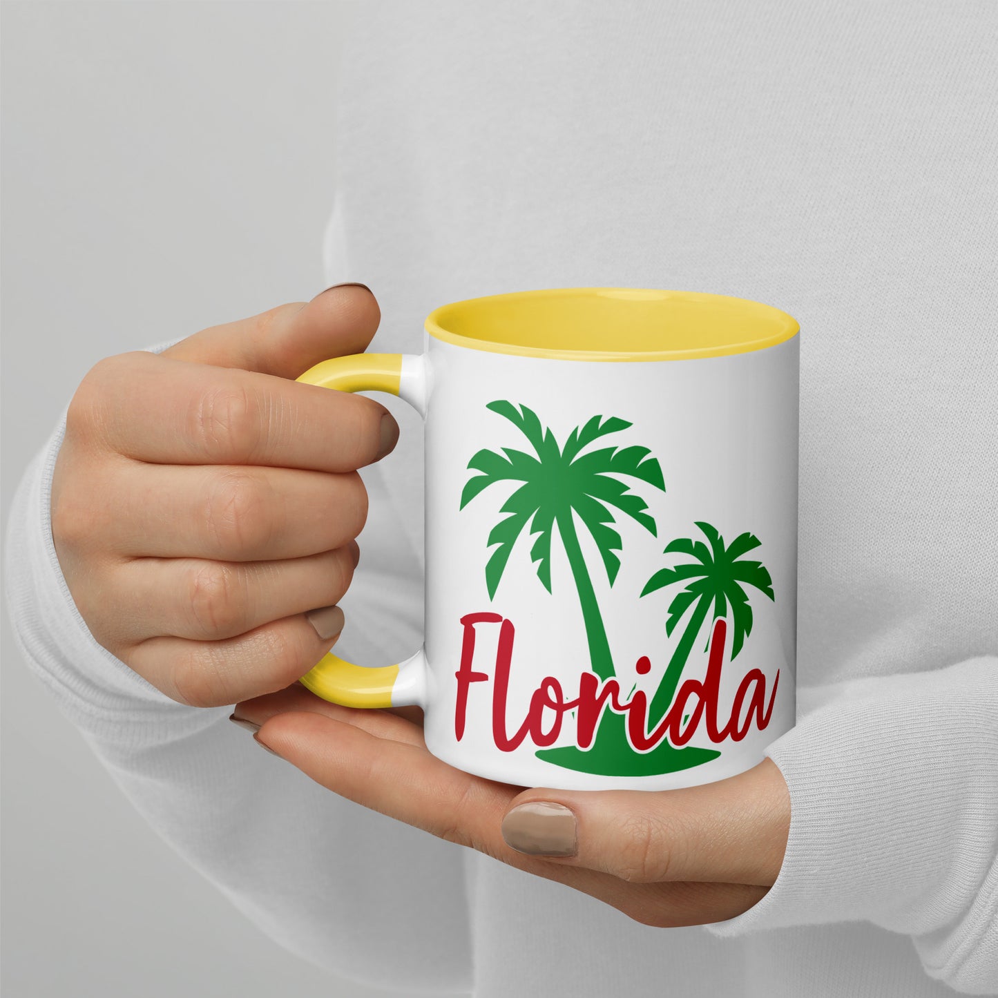 FLORIDA PALM TREE Mug with Color Inside - Florida Palm Tree Coffee Mug