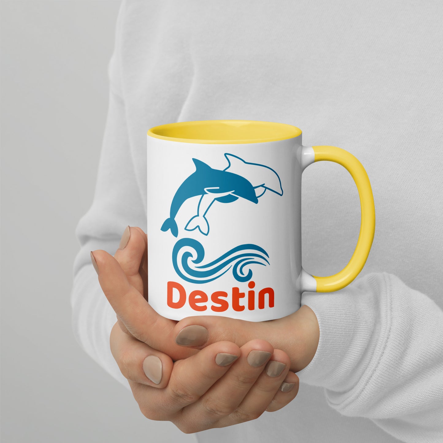 DESTIN DOLPHINS Mug with Color Inside - Destin Florida Dolphin Mugs