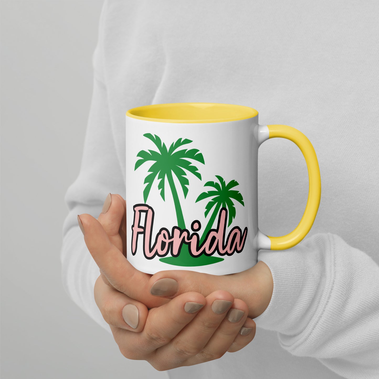 FLORIDA PALM TREES Mug with Color Inside - Florida Palm Tree Mugs - FL Palm Tree Mugs