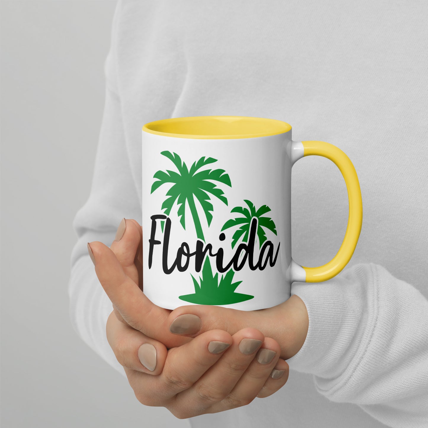 FLORIDA PALM TREE MUG with Color Inside - Florida Palm Tree Mug - FL Mug